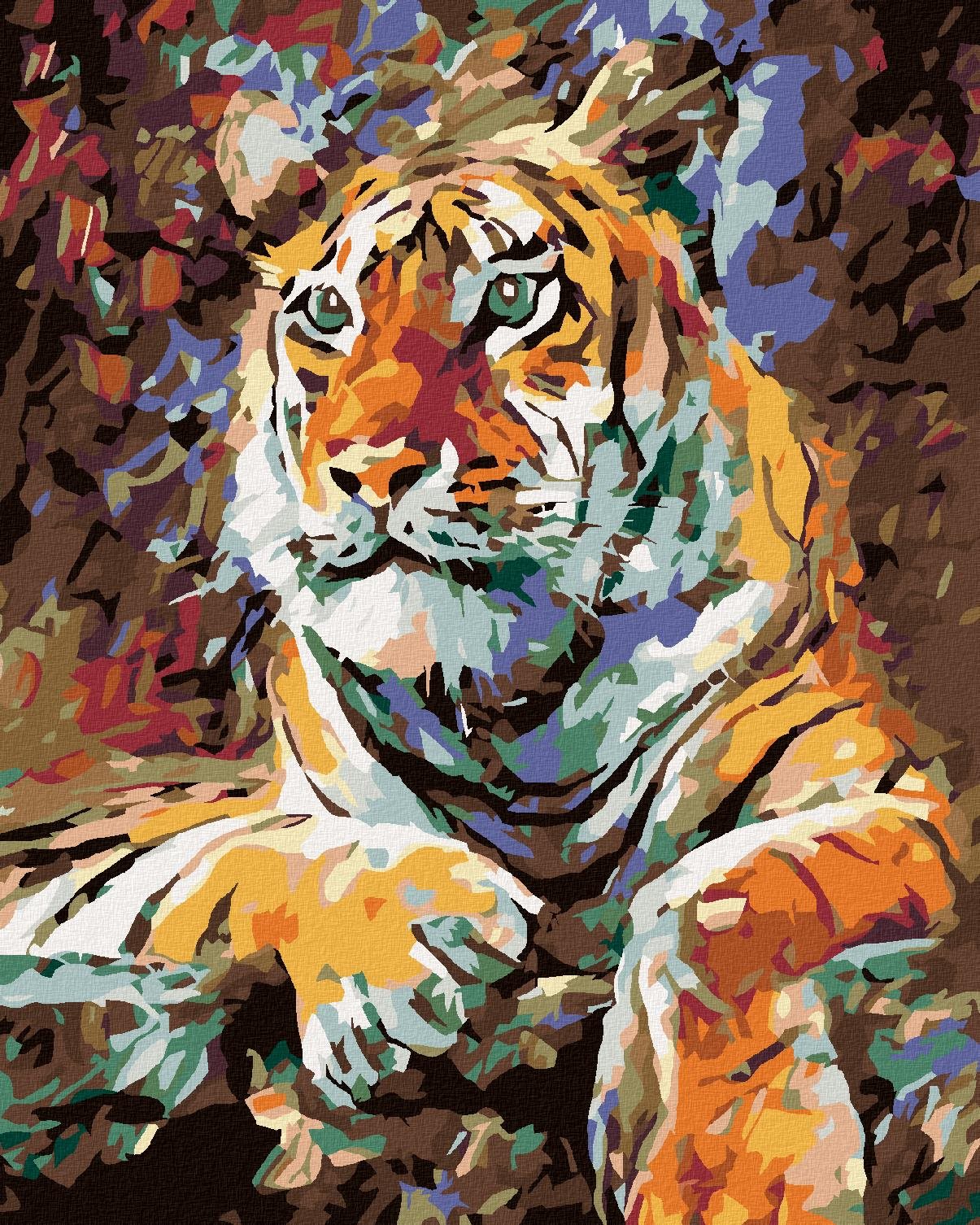 Diamondi – Diamantové maľovanie – LEŽIACI TIGER, 40 × 50 cm, bez rámu a bez napnutia plátna