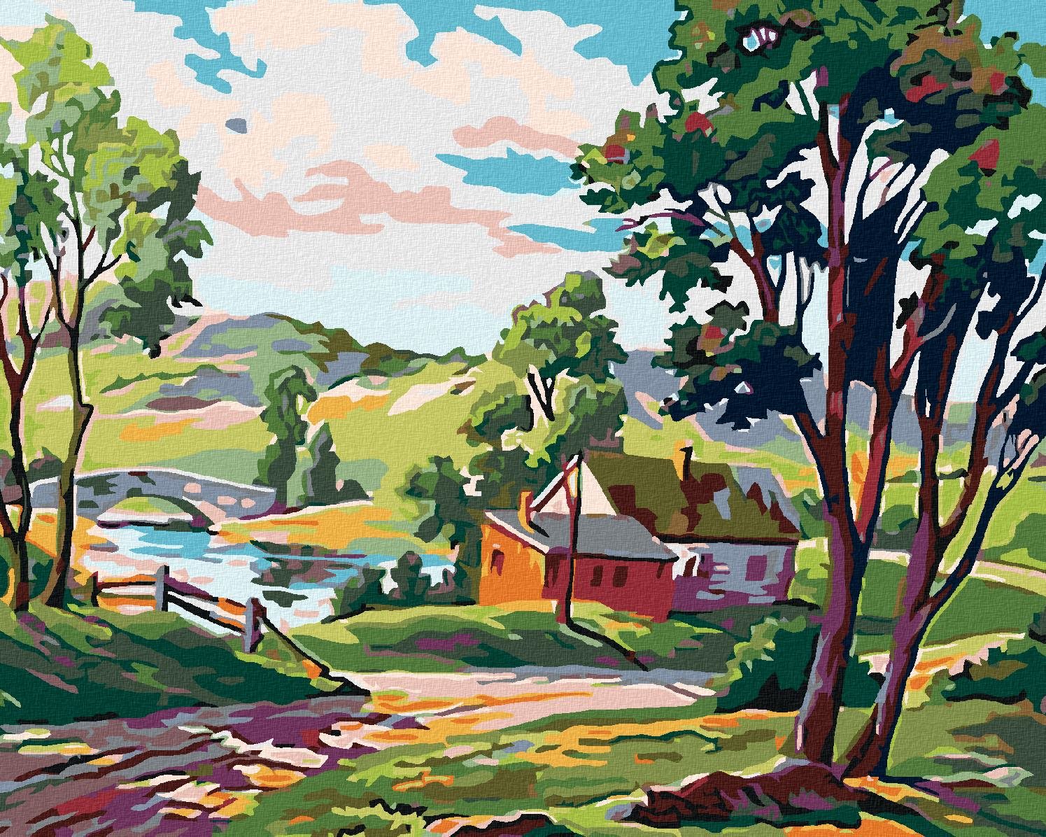 Diamondi – VIDIECKY DOM PRI RYBNÍČKU, 40 × 50 cm, bez rámu a bez napnutia plátna