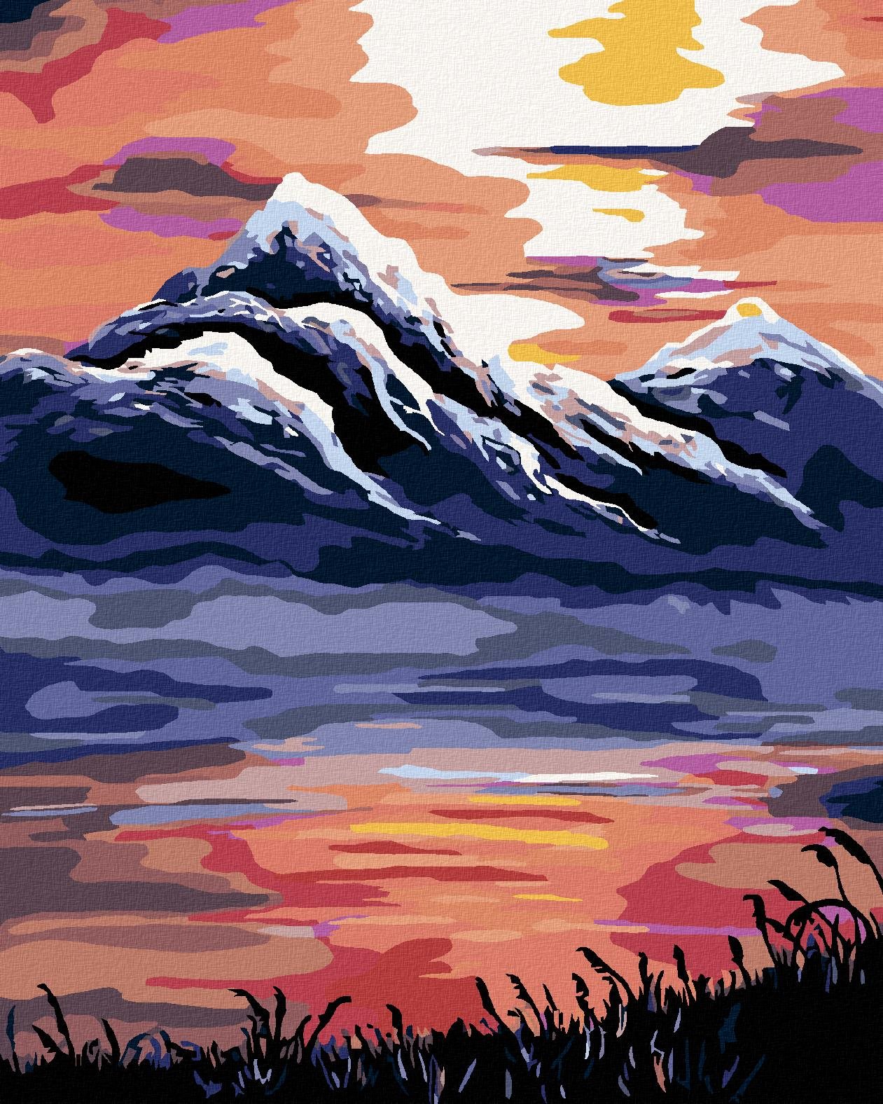 Diamondi – ZÁPAD SLNKA NAD HORAMI, 40 × 50 cm, napnuté plátno na rám