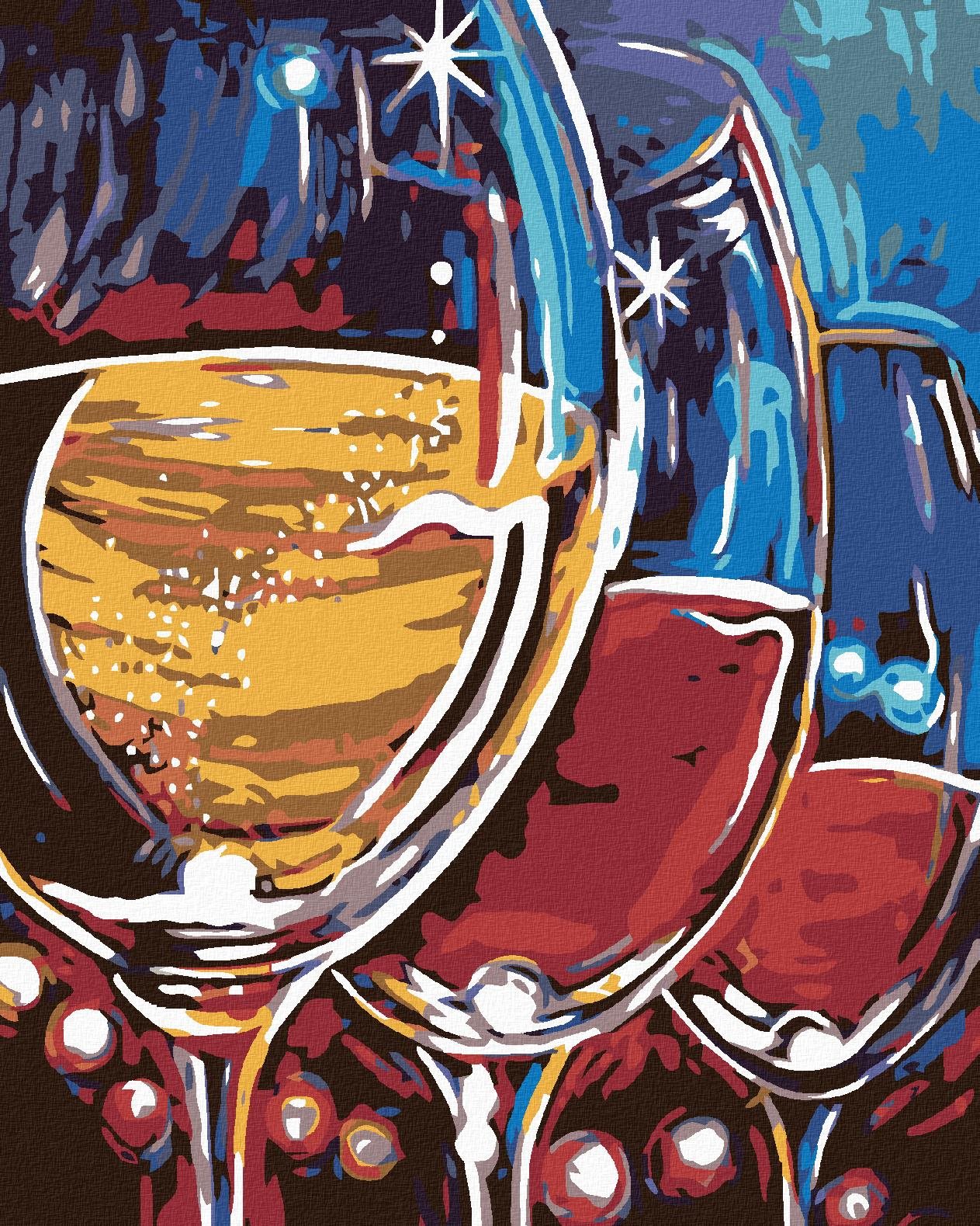 Diamondi – TRI POHÁRE VÍNA, 40 × 50 cm, napnuté plátno na rám