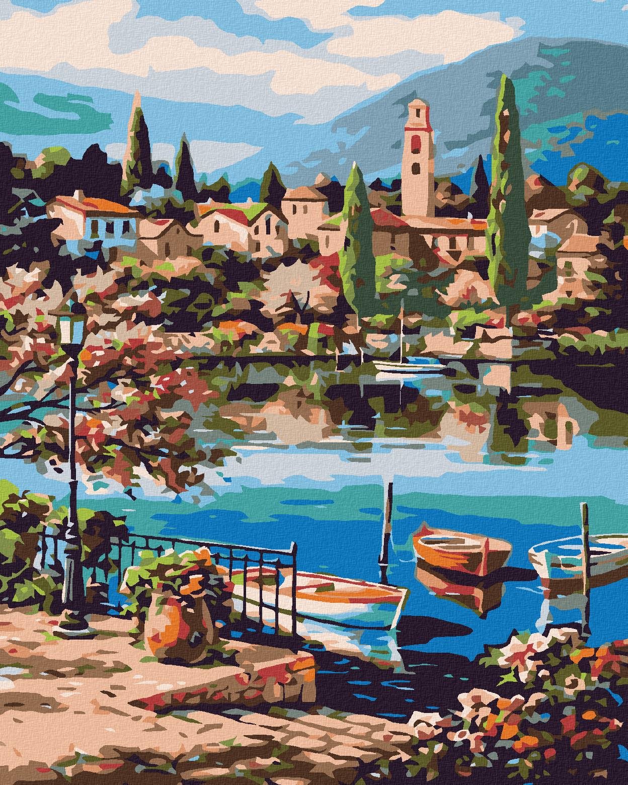 Diamondi – VESLICA NA HORSKOM JAZERE, 40 × 50 cm, napnuté plátno na rám