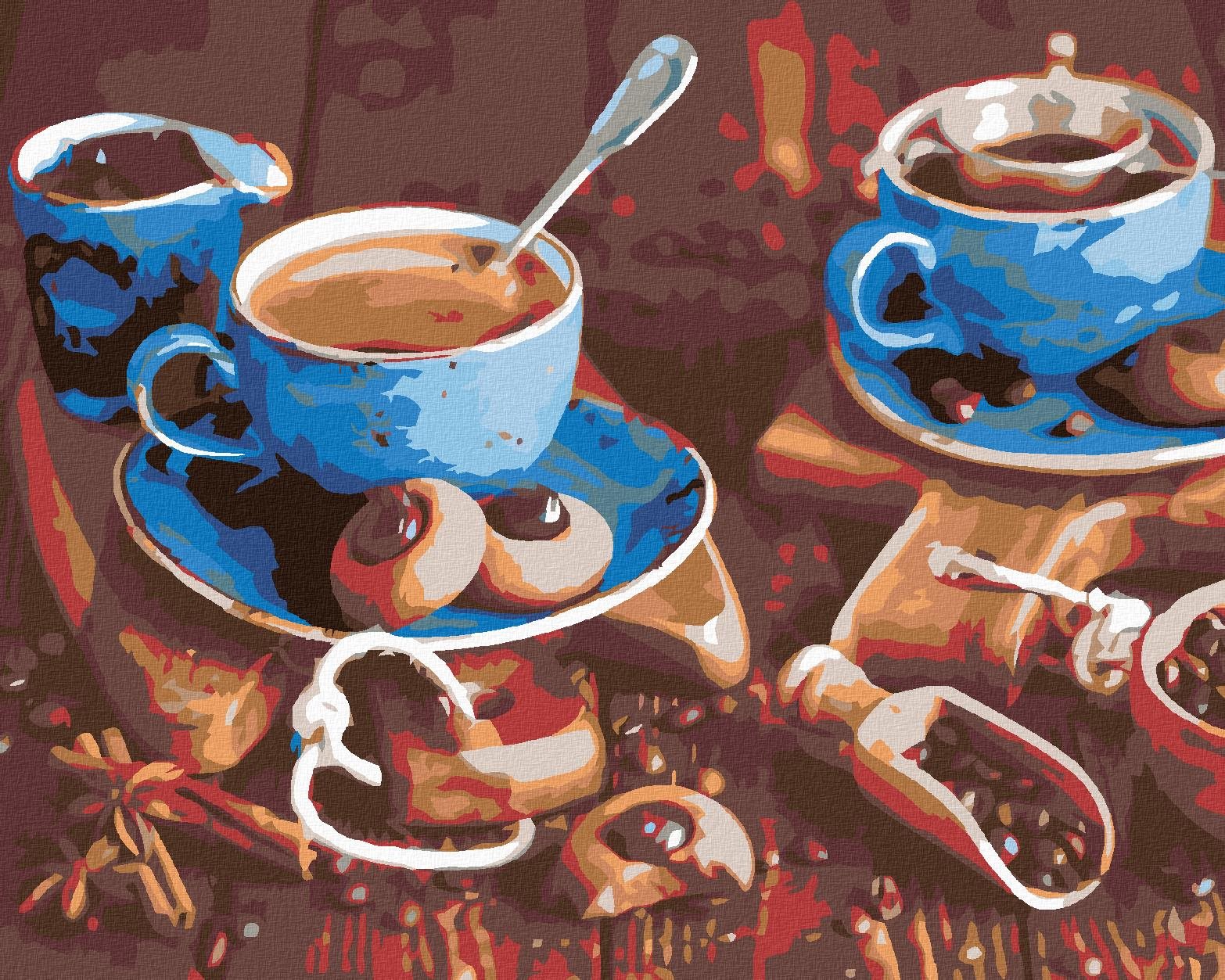 Diamondi – MODRÉ ŠÁLKY KÁVY I, 40 × 50 cm, bez rámu a bez napnutia plátna