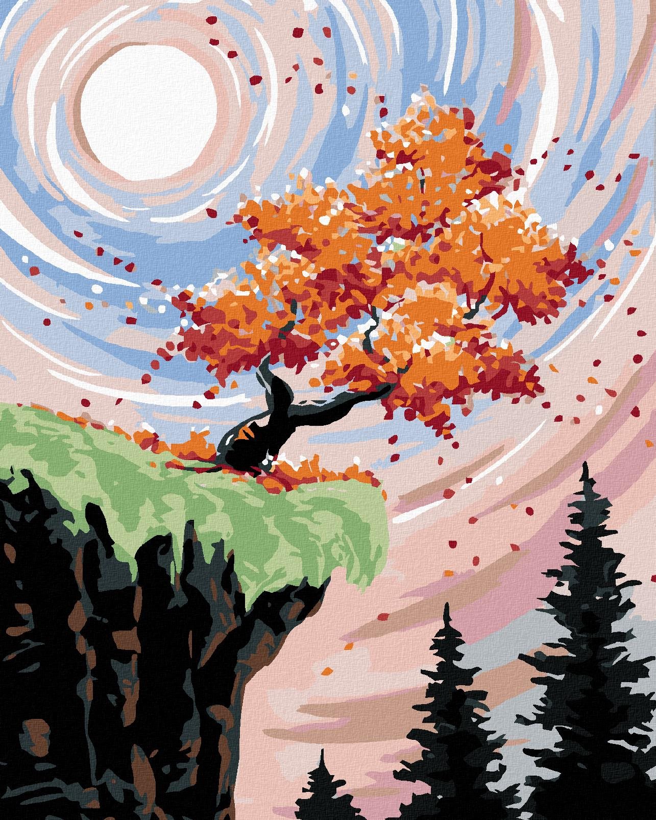 Diamondi – STROM NA ÚPÄTÍ SKALY, 40 × 50 cm, napnuté plátno na rám