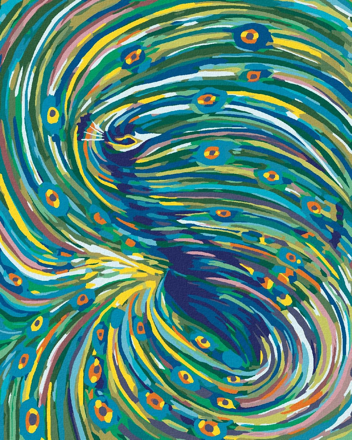 Diamondi – FAREBNÝ PÁV, 40 × 50 cm, bez rámu a bez napnutia plátna
