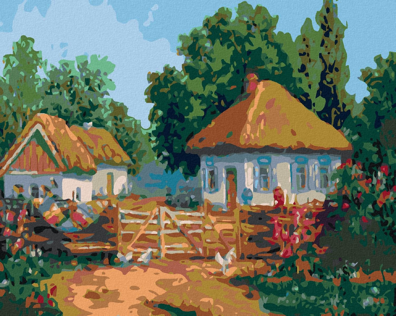 Diamondi – DEDINSKÉ CHALÚPKY, 40 × 50 cm, napnuté plátno na rám