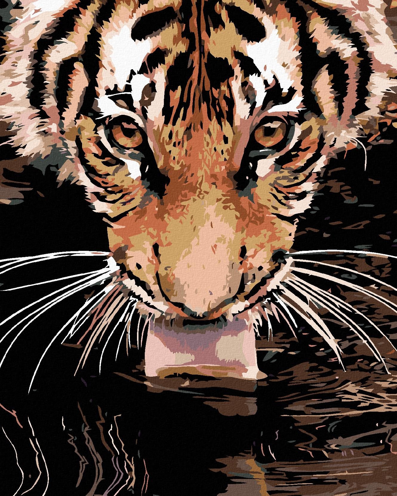 Diamondi – Diamantové maľovanie – TIGER PRI VODE, 40 × 50 cm, napnuté plátno na rám