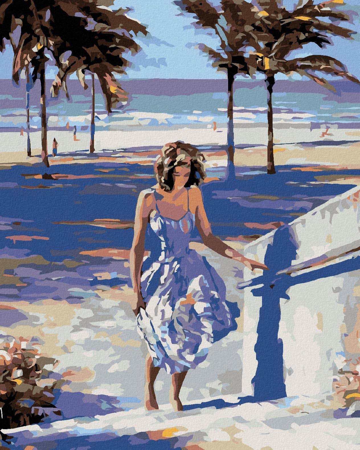 Diamondi – Diamantové maľovanie – KEĎ IDE ŽENA Z PLÁŽE, 40 × 50 cm, bez rámu a bez vypnutia plátna