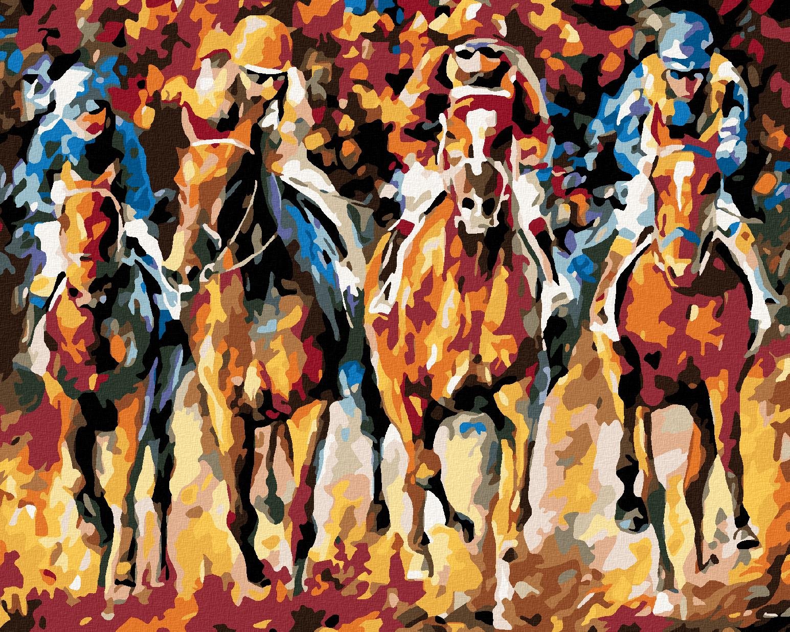 Diamondi – Diamantové maľovanie – PRETEKY NA KOŇOCH, 40 × 50 cm, vypnuté plátno na rám