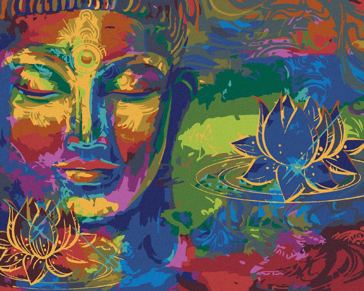Diamondi – Diamantové maľovanie – DÚHOVÝ BUDDHA, 40 × 50 cm, vypnuté plátno na rám