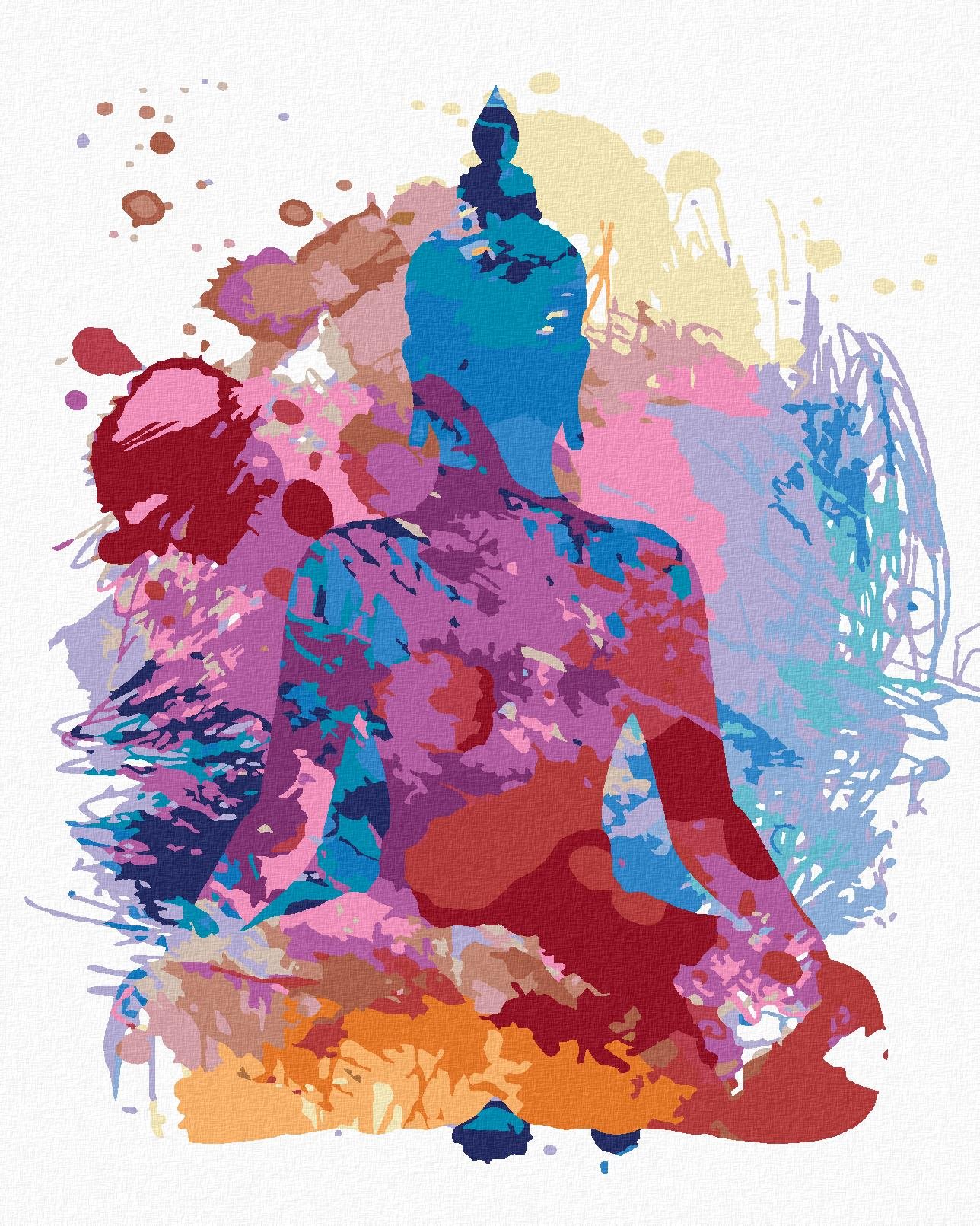 Diamondi – Diamantové maľovanie – ABSTRAKTNÝ FAREBNÝ BUDDHA, 40 × 50 cm, bez rámu a bez vypnutia plátna