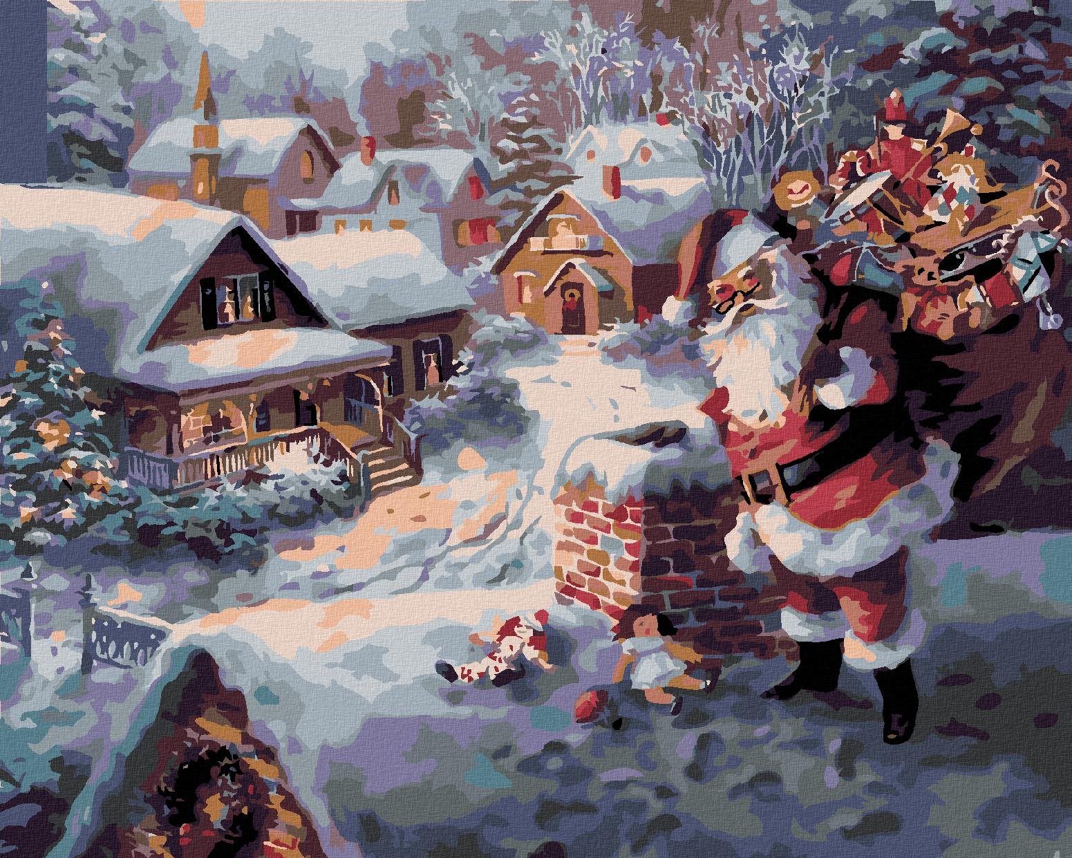 Diamondi – Diamantové maľovanie – SANTA CLAUS S DARČEKMI, 40 × 50 cm, bez rámu a bez vypnutia plátna