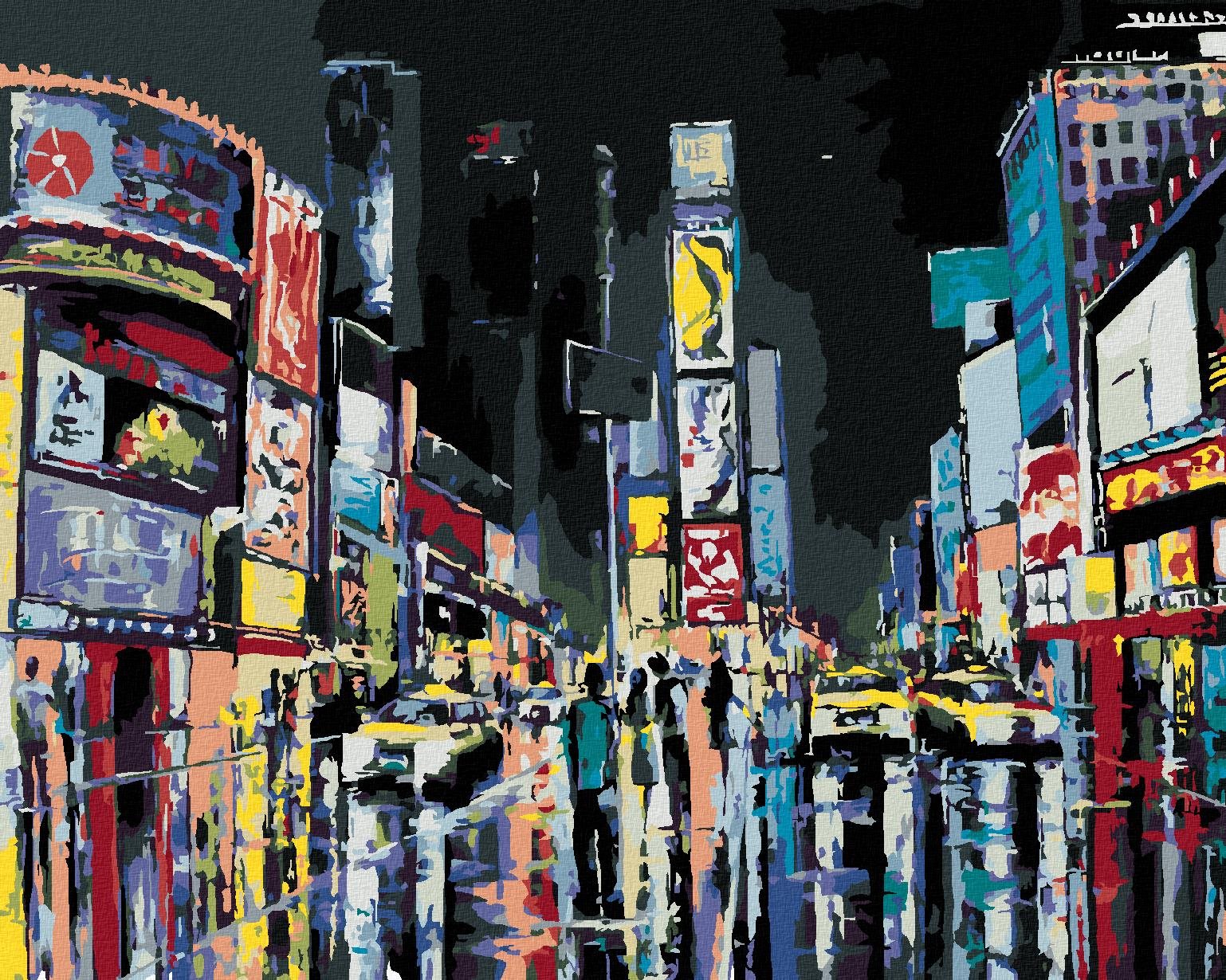 Diamondi – Diamantové maľovanie – POHĽAD NA NOČNÝ NEW YORK, 40 × 50 cm, vypnuté plátno na rám