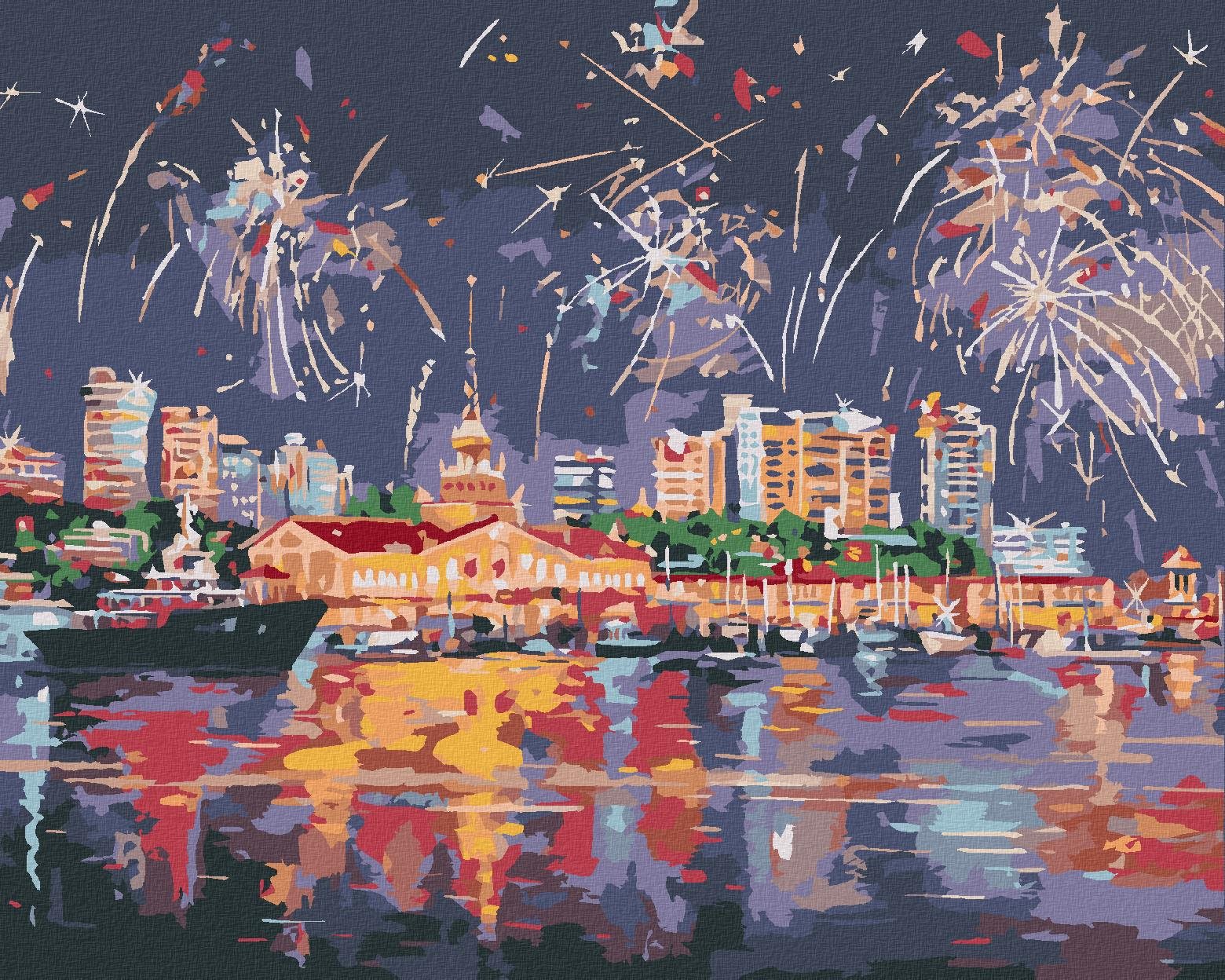 Diamondi – Diamantové maľovanie – OHŇOSTROJ V SOCHI, 40 × 50 cm, vypnuté plátno na rám