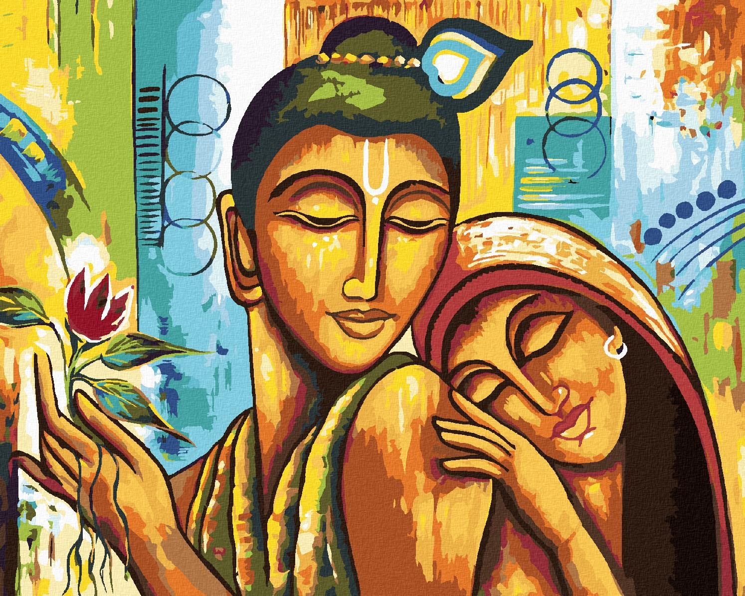 Diamondi – Diamantové maľovanie – BUDDHA SO ŽENOU, 40 × 50 cm, vypnuté plátno na rám