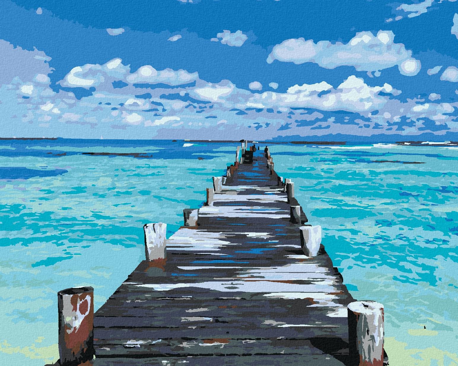 Diamondi – Diamantové maľovanie – MÓLO NA TYRKYSOVOM MORI, 40 × 50 cm, vypnuté plátno na rám
