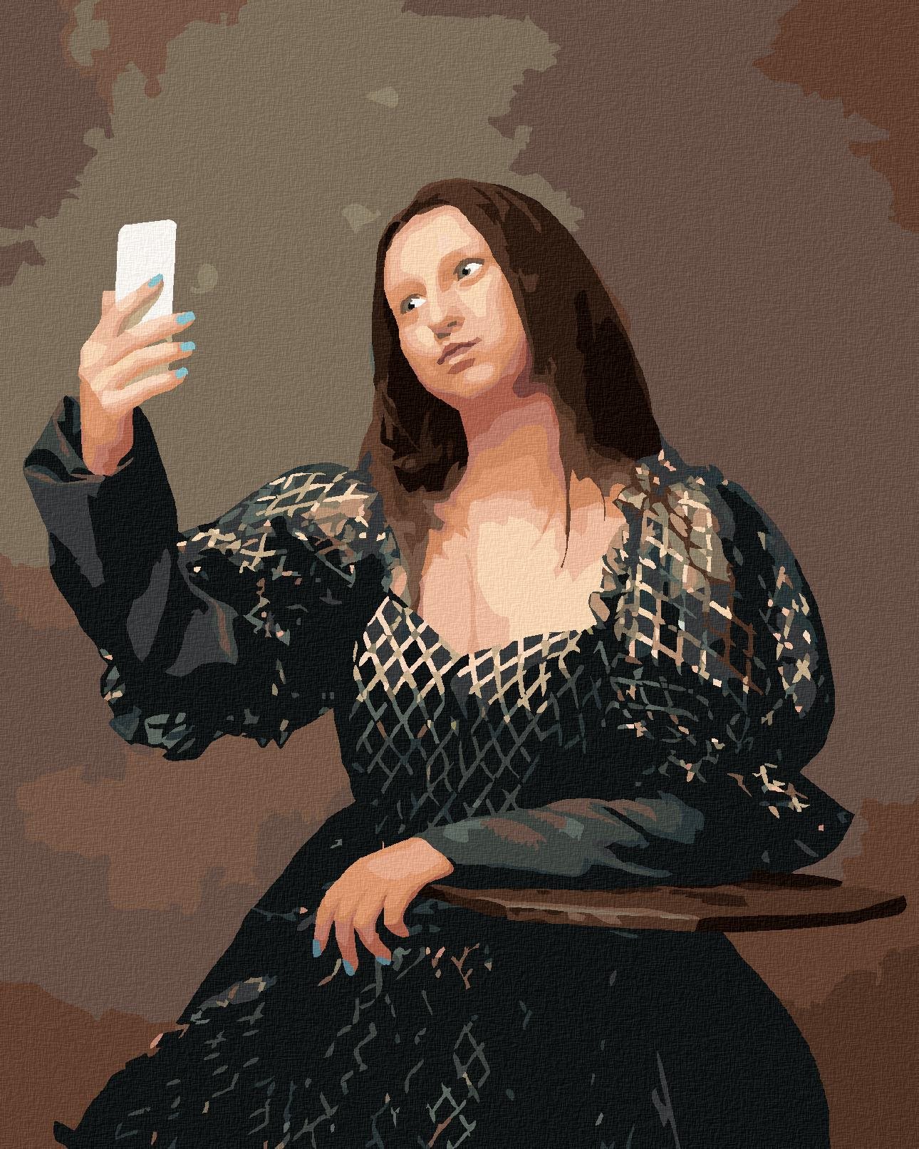 Diamondi – Diamantové maľovanie – MONA LISA SELFIE, 40 × 50 cm, bez rámu a bez vypnutia plátna