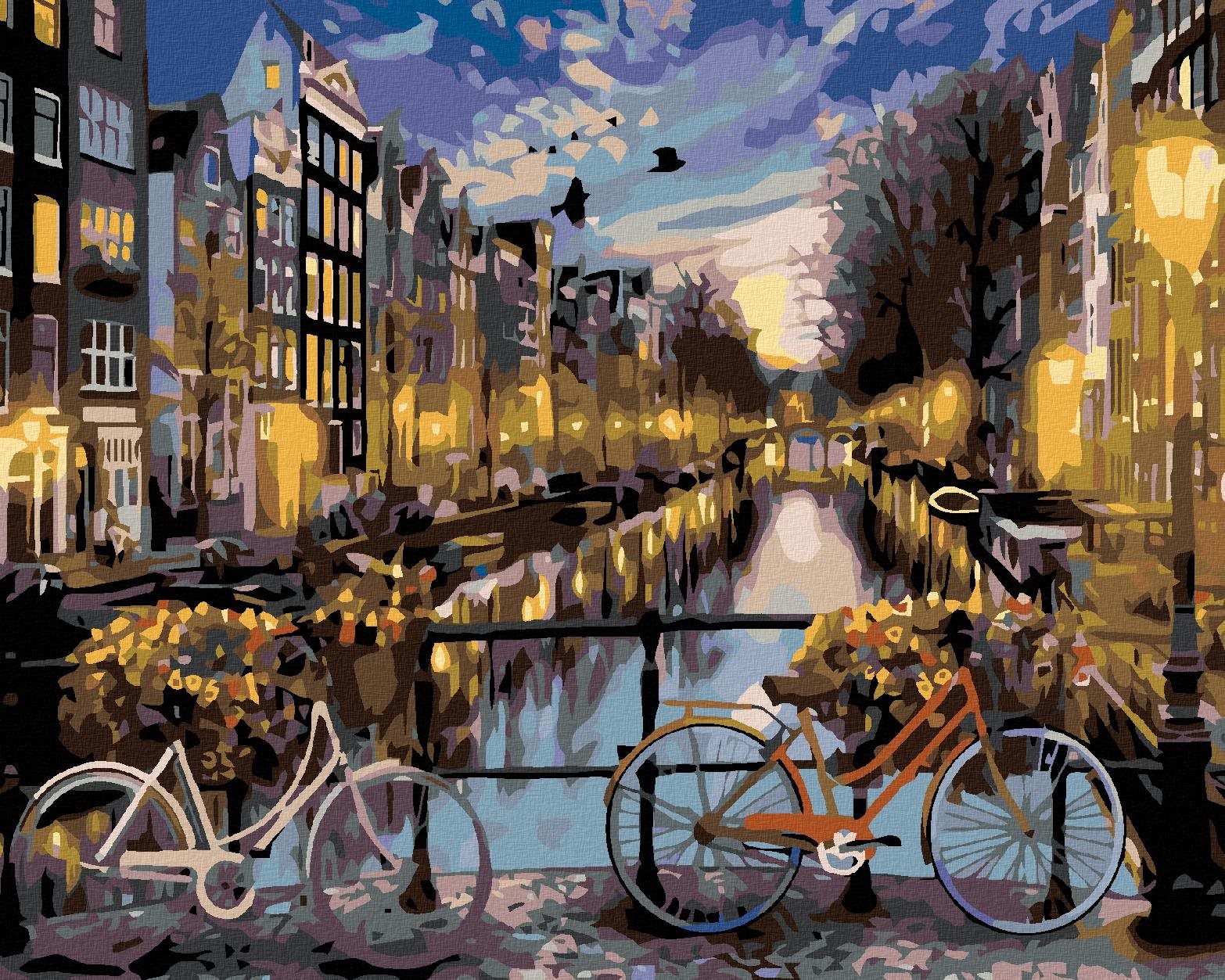Diamondi – Diamantové maľovanie – BICYKLE V AMSTERDAME, 40 × 50 cm, vypnuté plátno na rám