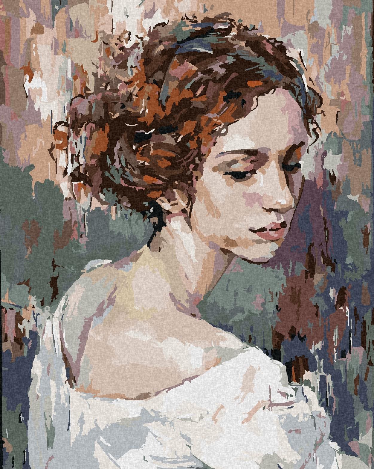 Diamondi – Diamantové maľovanie – ZASNENÁ ŽENA PORTRÉT, 40 × 50 cm, vypnuté plátno na rám