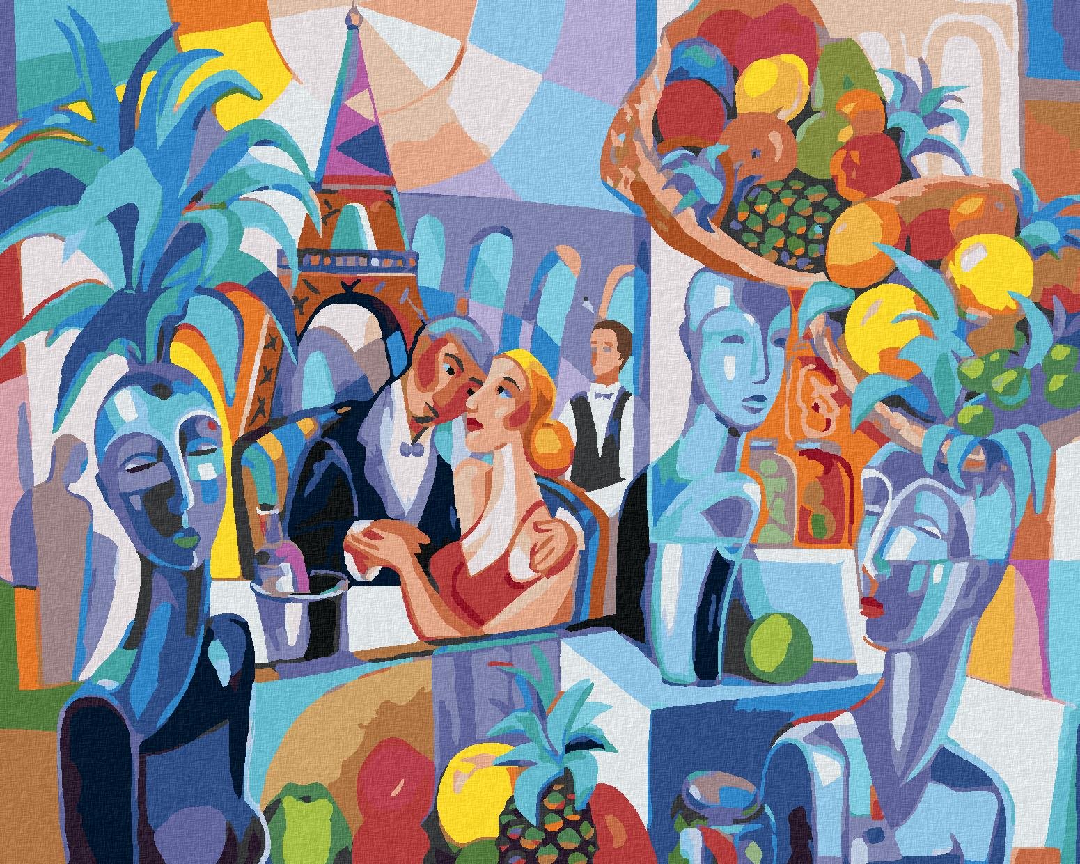 Diamondi – Diamantové maľovanie – ABSTRAKTNÁ REŠTAURÁCIA V PARÍŽI, 40 × 50 cm, vypnuté plátno na rám