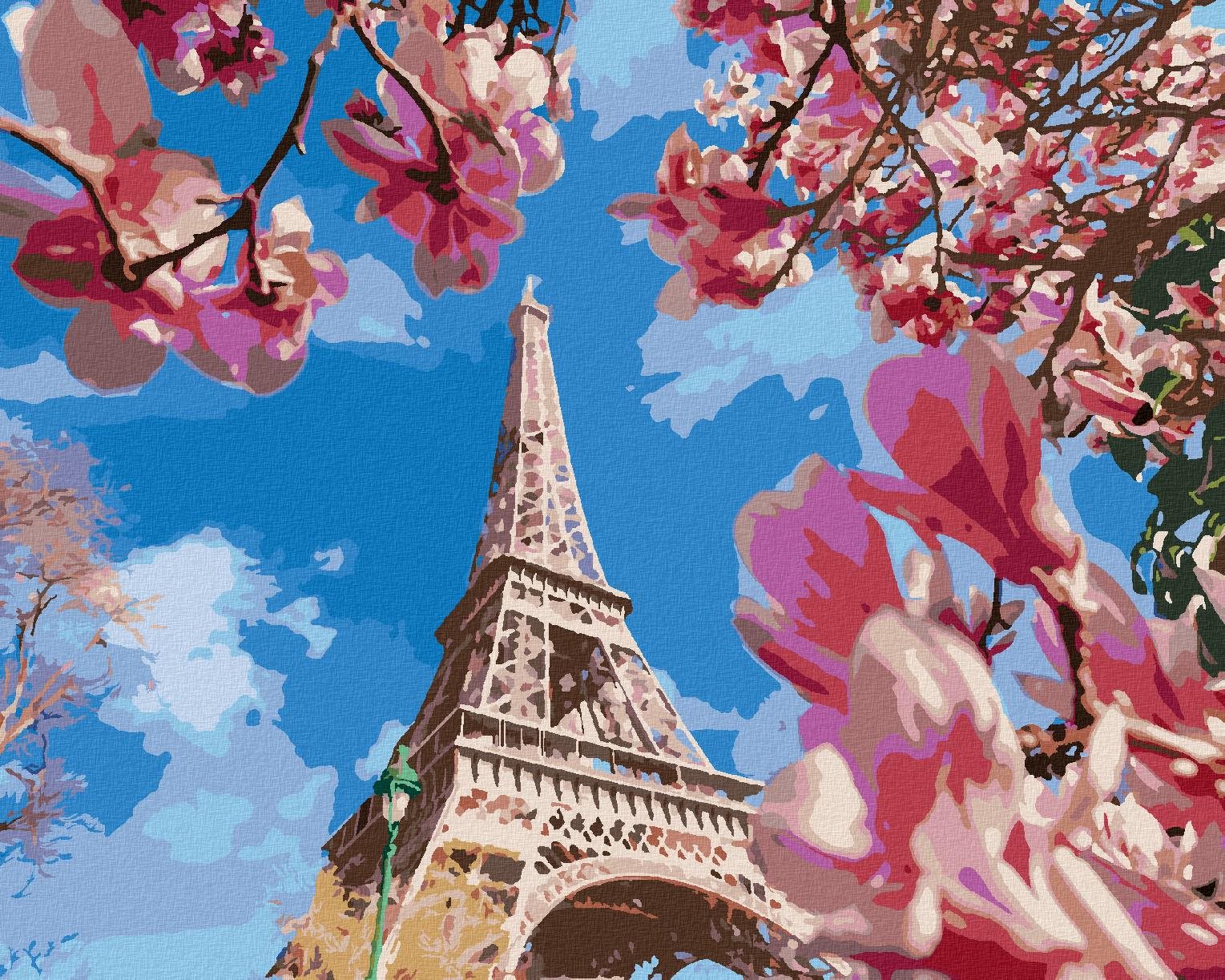 Diamondi – Diamantové maľovanie – PARÍŽ A MAGNÓLIE, 40 × 50 cm, vypnuté plátno na rám