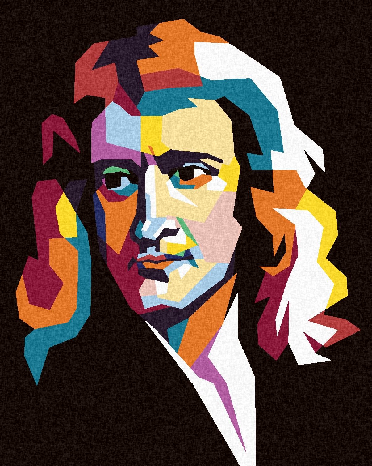 Diamondi – Diamantové maľovanie – FAREBNÝ ISSAC NEWTON, 40 × 50 cm, bez rámu a bez vypnutia plátna