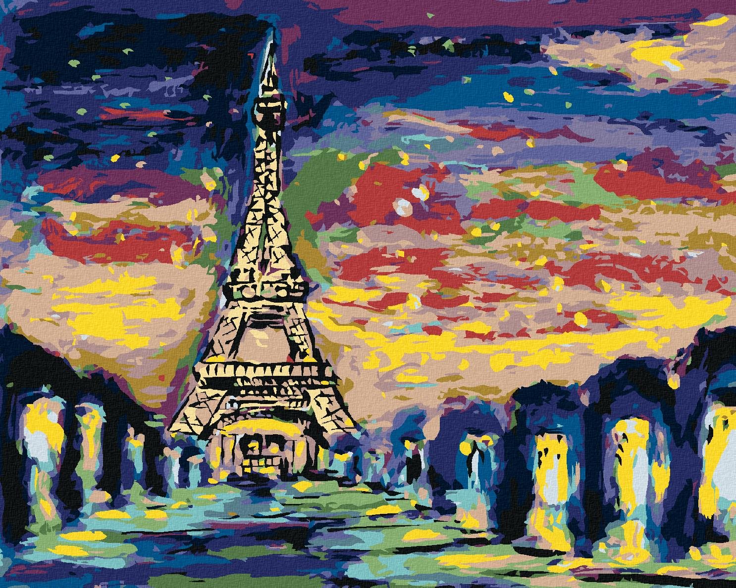 Diamondi – Diamantové maľovanie – FAREBNÁ EIFFELOVA VEŽA, 40 × 50 cm, vypnuté plátno na rám