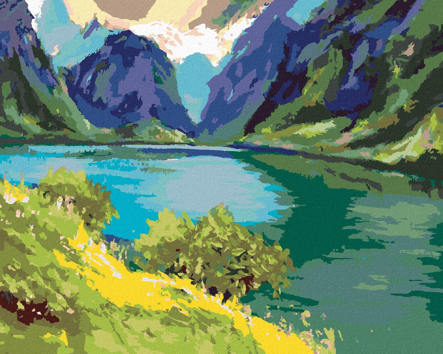 Diamondi – Diamantové maľovanie – POKOJNÉ HORSKÉ PROSTREDIE, 40 × 50 cm, bez rámu a bez vypnutia plátna