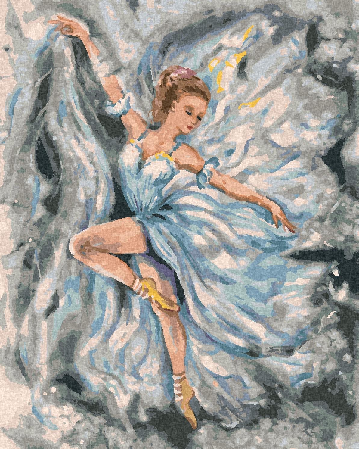 Diamondi – Diamantové maľovanie – BALETKA V MODRÝCH ŠATÁCH, 40 × 50 cm, vypnuté plátno na rám