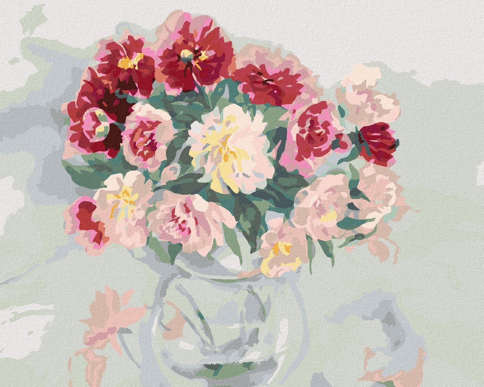 Diamondi – FAREBNÉ PIVONKY VO VÁZE, 40 × 50 cm, bez rámu a bez napnutia plátna