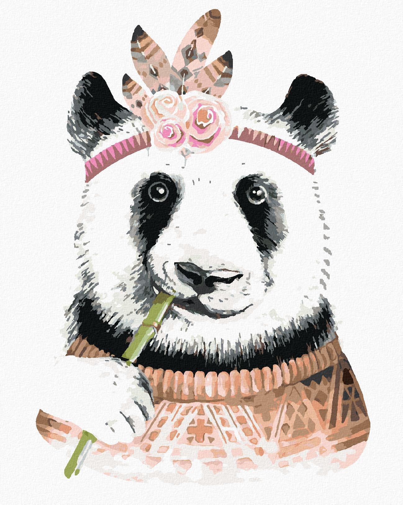 Diamondi – BOHO PANDA, 40 × 50 cm, napnuté plátno na rám