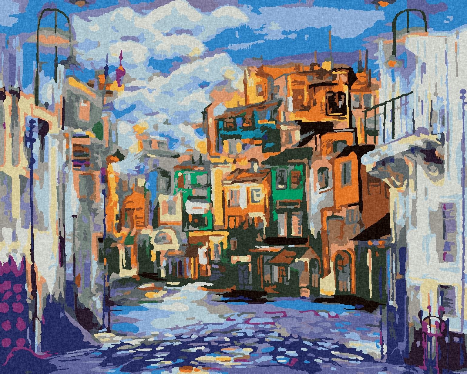 Diamondi – NEPRIAZNIVÉ POČASIE V MALOM MESTEČKU, 40 × 50 cm, napnuté plátno na rám