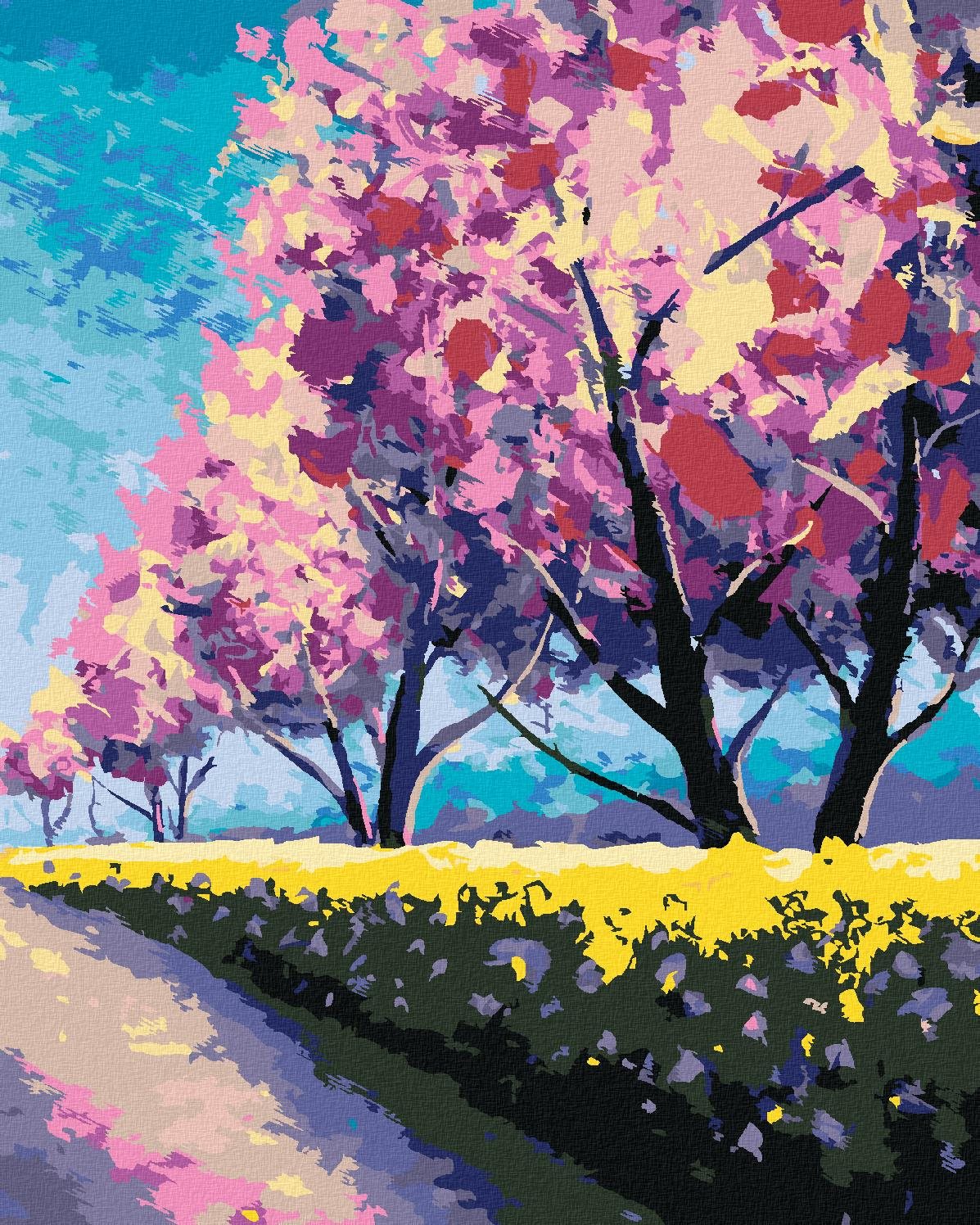 Diamondi – SAKURY V SLNEČNOM PARKU, 40 × 50 cm, bez rámu a bez napnutia plátna