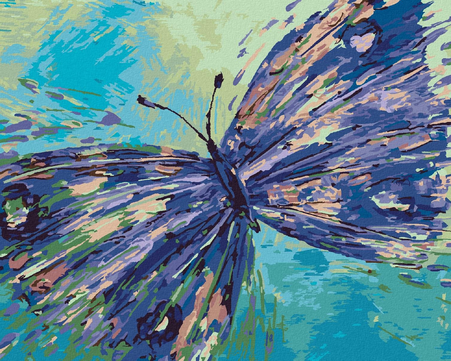 Diamondi – Diamantové maľovanie – FIALOVÝ MOTÝLIK, 40 × 50 cm, bez rámu a bez vypnutia plátna