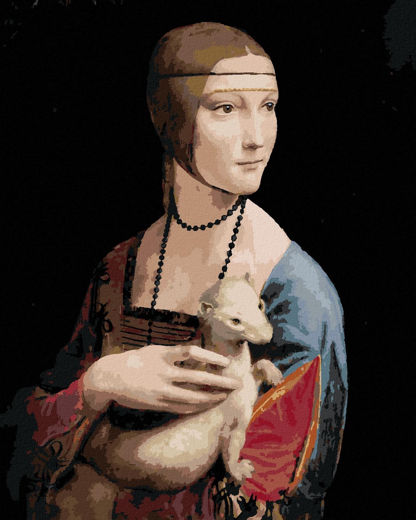 Diamondi – Diamantové maľovanie – DÁMA S HRANOSTAJOM (LEONARDO DA VINCI), 40 × 50 cm, bez rámu a bez vypnutia plátna