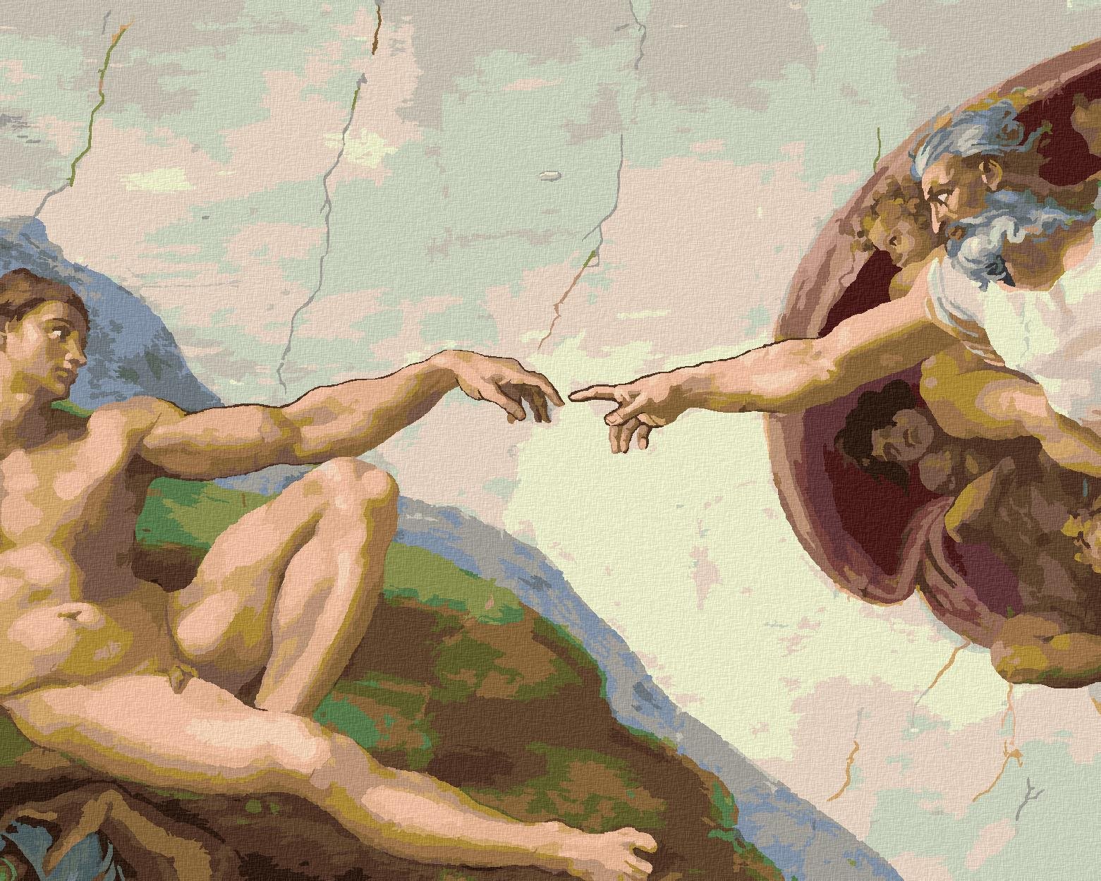 Diamondi – Diamantové maľovanie – STVORENIE ADAMA (MICHELANGELO), 40 × 50 cm, bez rámu a bez vypnutia plátna