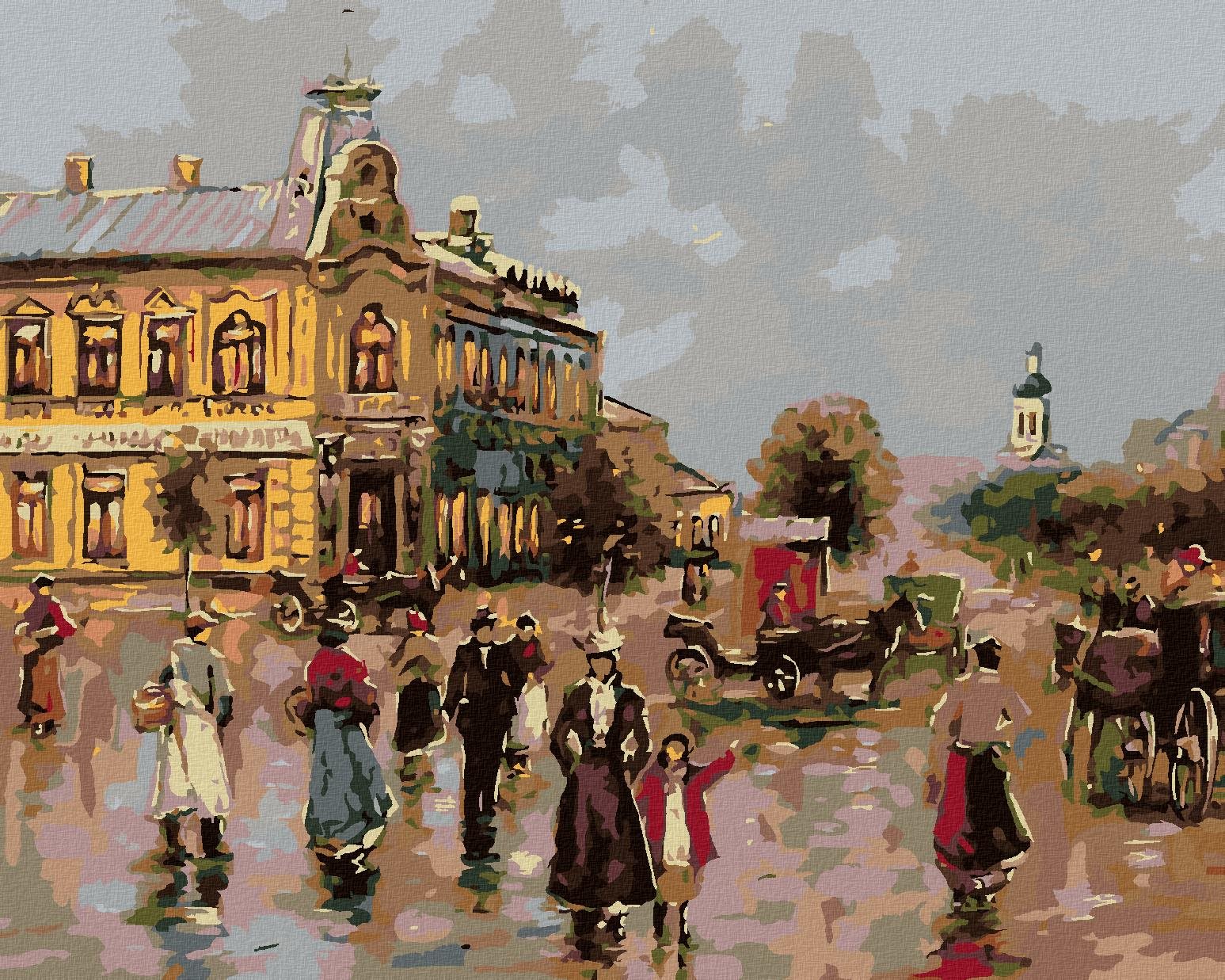 Diamondi – Diamantové maľovanie – VIDIECKE NÁMESTIE, 40 × 50 cm, bez rámu a bez vypnutia plátna