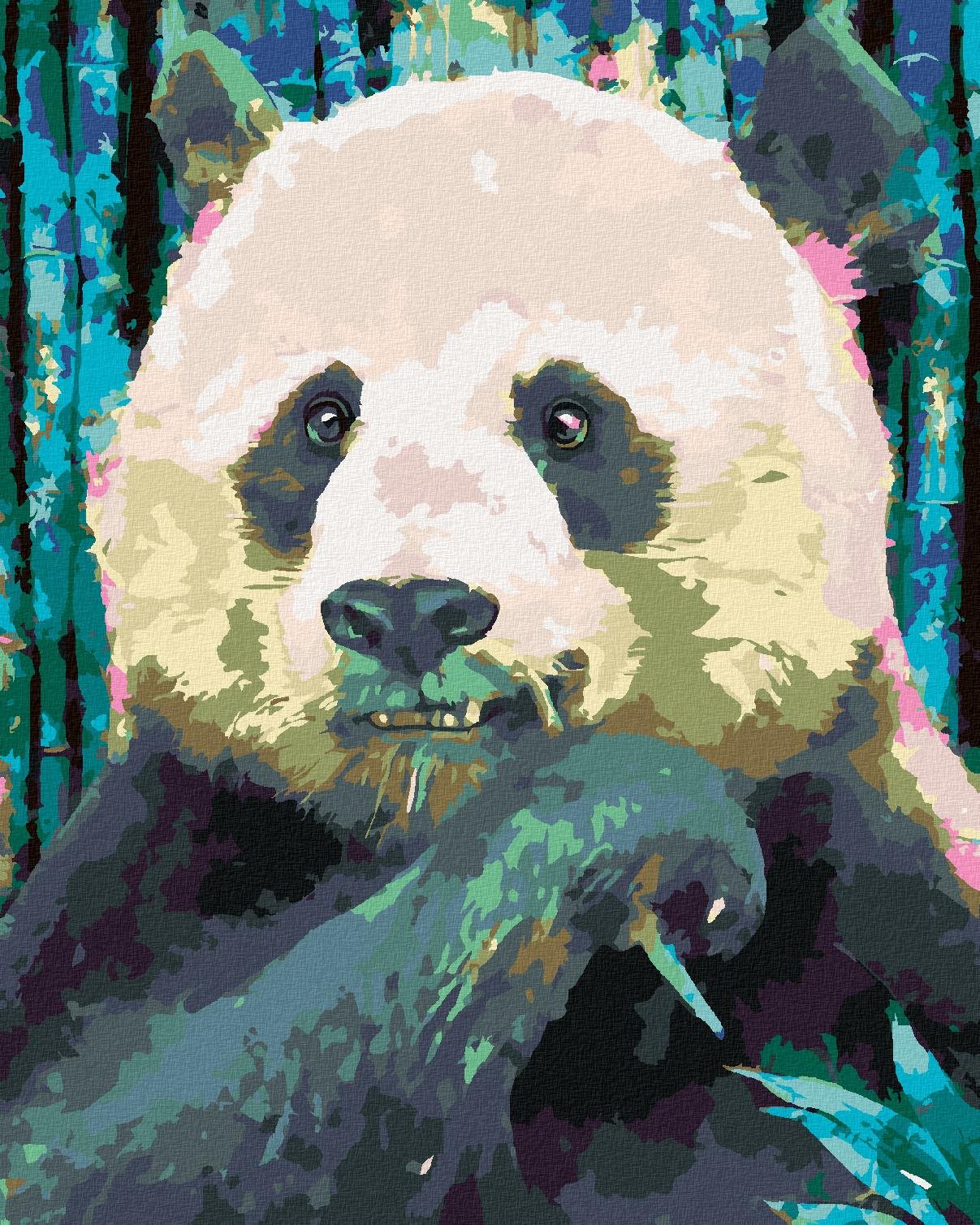 Diamondi – Diamantové maľovanie – FAREBNÁ PANDA, 40 × 50 cm, vypnuté plátno na rám