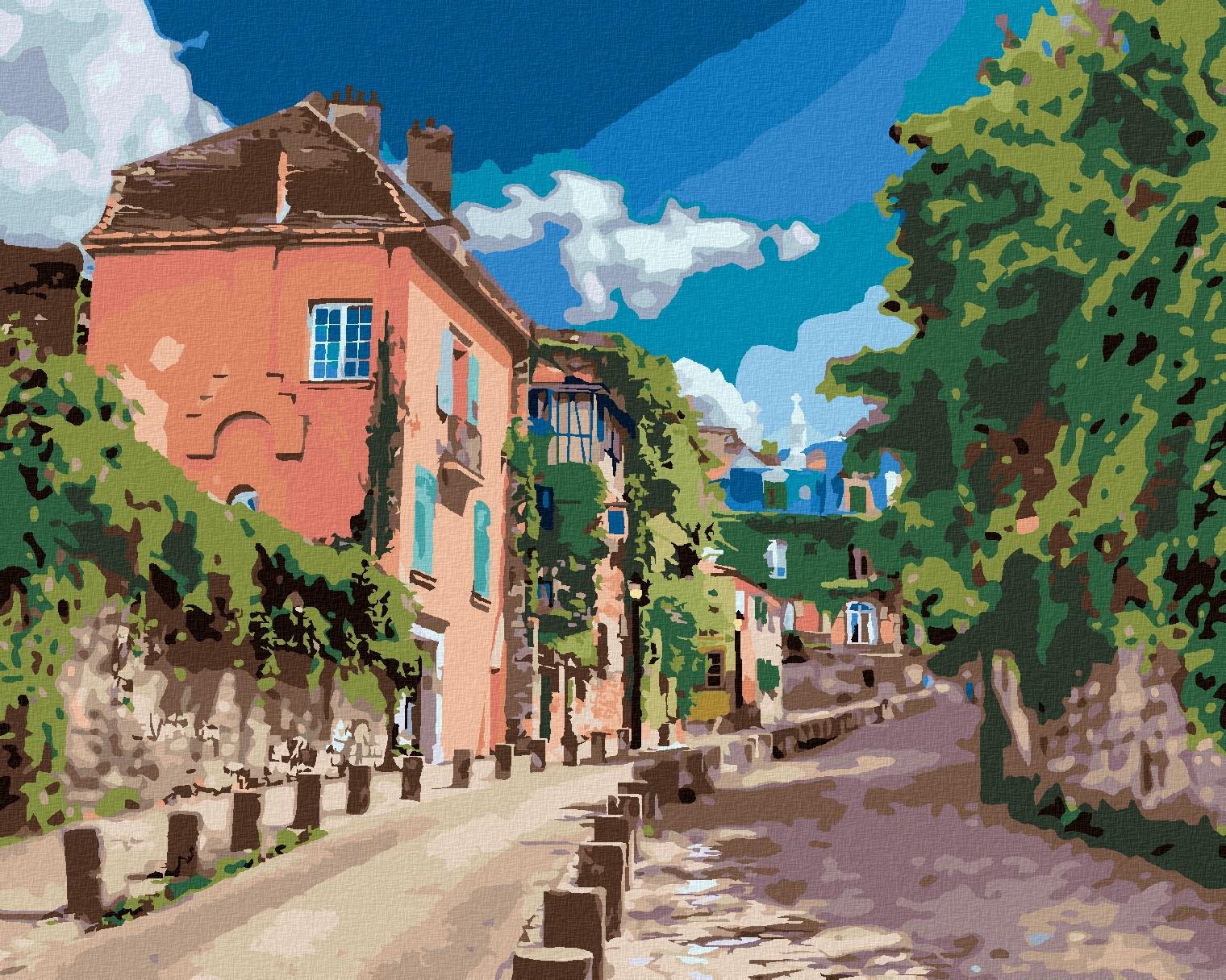 Diamondi – Diamantové maľovanie – ZELENÁ ULIČKA V PARÍŽI, 40 × 50 cm, bez rámu a bez vypnutia plátna