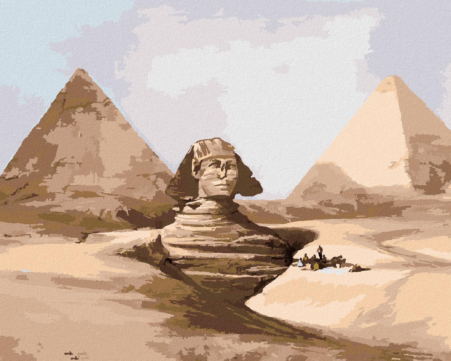 Diamondi – Diamantové maľovanie – SFINGA A PYRAMÍDY EGYPT, 40 × 50 cm, bez rámu a bez vypnutia plátna