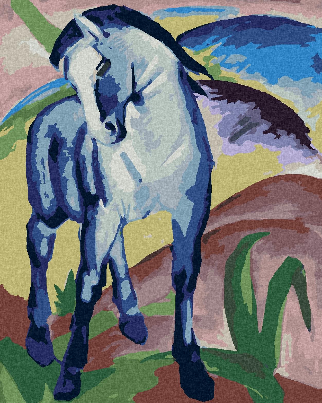Diamondi – Diamantové maľovanie – MODRÝ KÔŇ (FRANZ MARC), 40 × 50 cm, vypnuté plátno na rám