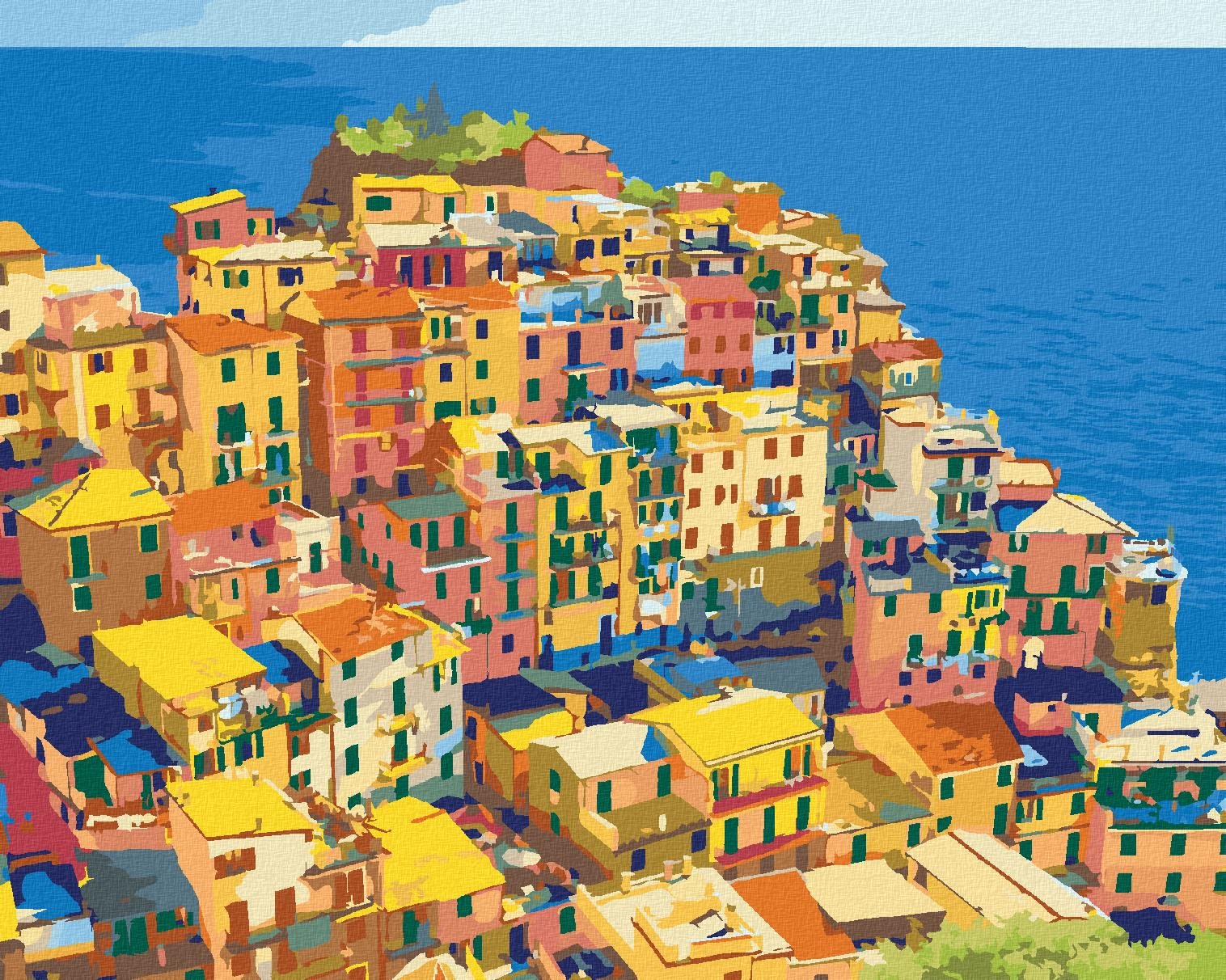 Diamondi – Diamantové maľovanie – DOMY V NÁRODNOM PARKU CINQUE TERRE, 40 × 50 cm, bez rámu a bez vypnutia plátna