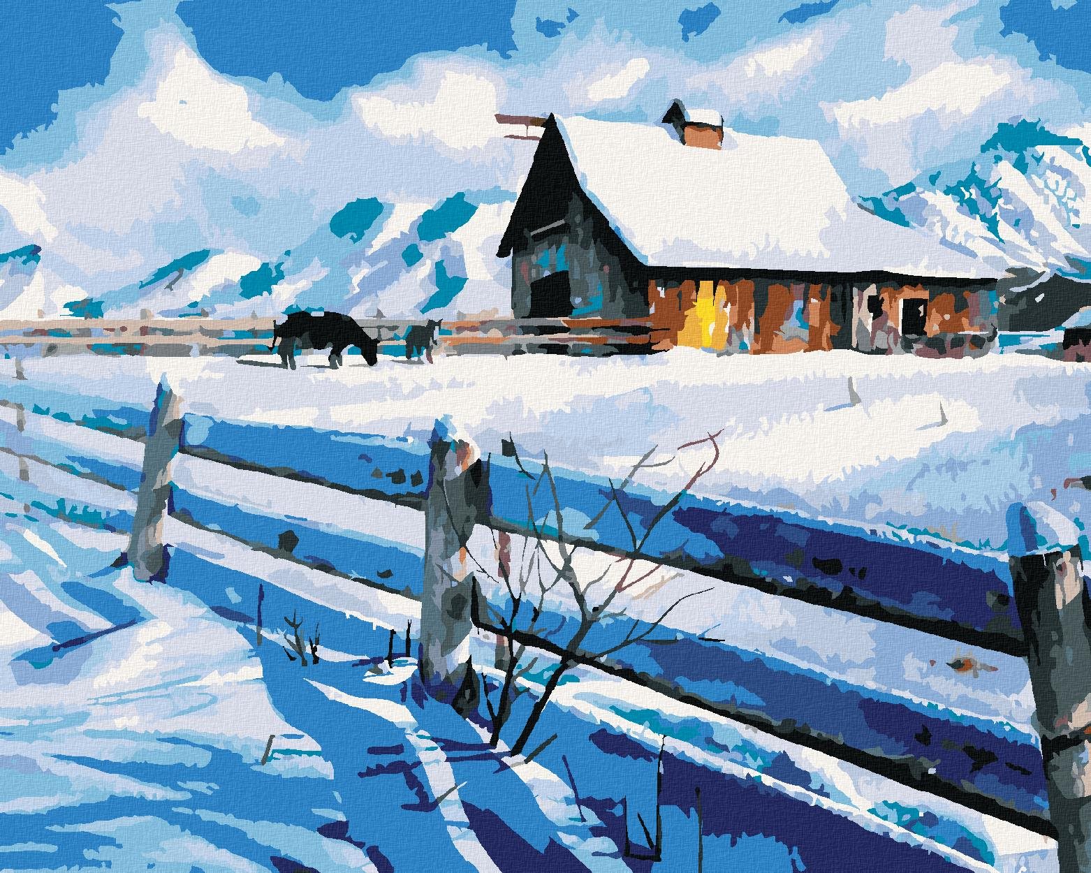 Diamondi – Diamantové maľovanie – FARMA NA HORÁCH, 40 × 50 cm, vypnuté plátno na rám