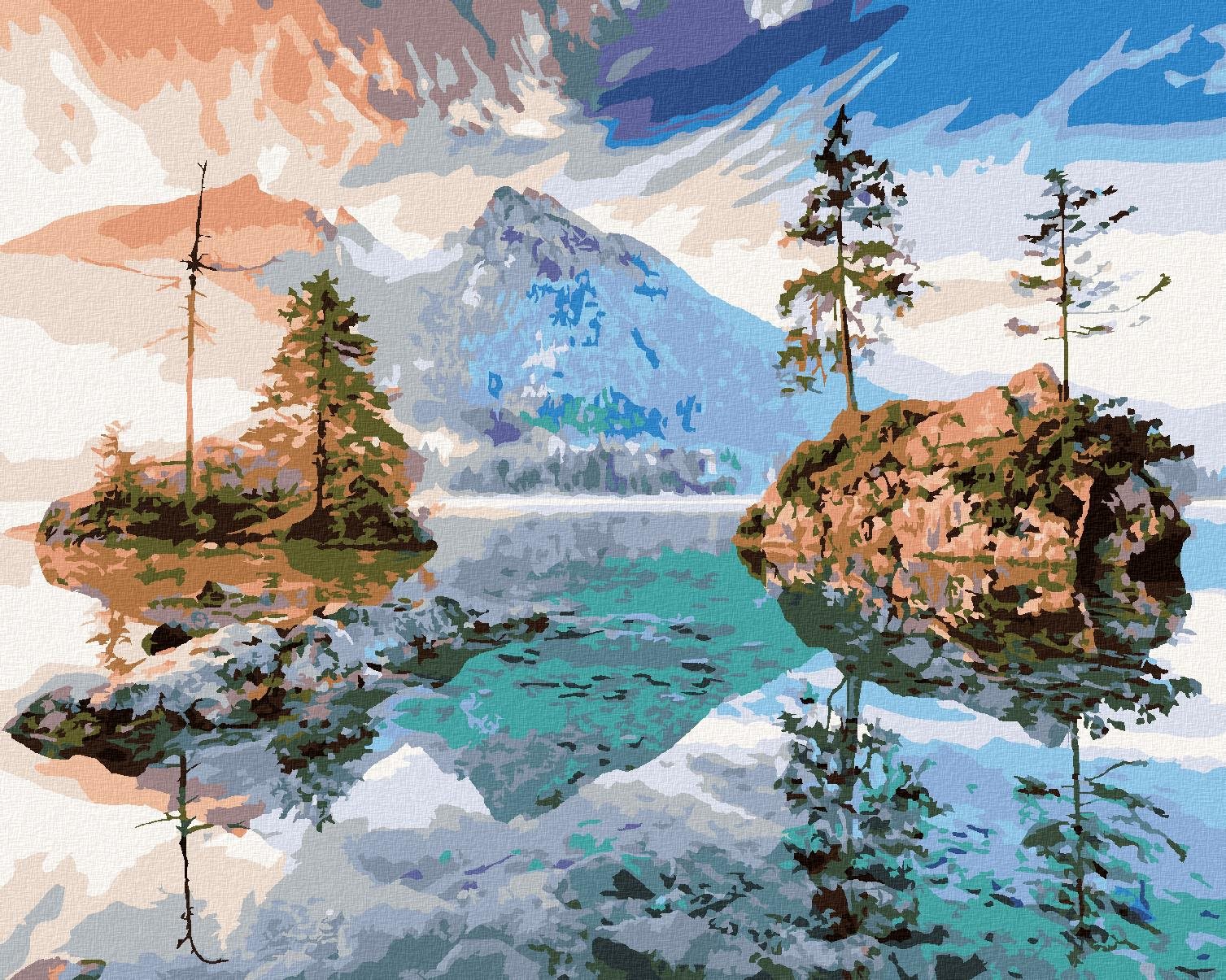 Diamondi – Diamantové maľovanie – JAZERO HINTERSEE V NEMECKU, 40 × 50 cm, bez rámu a bez vypnutia plátna
