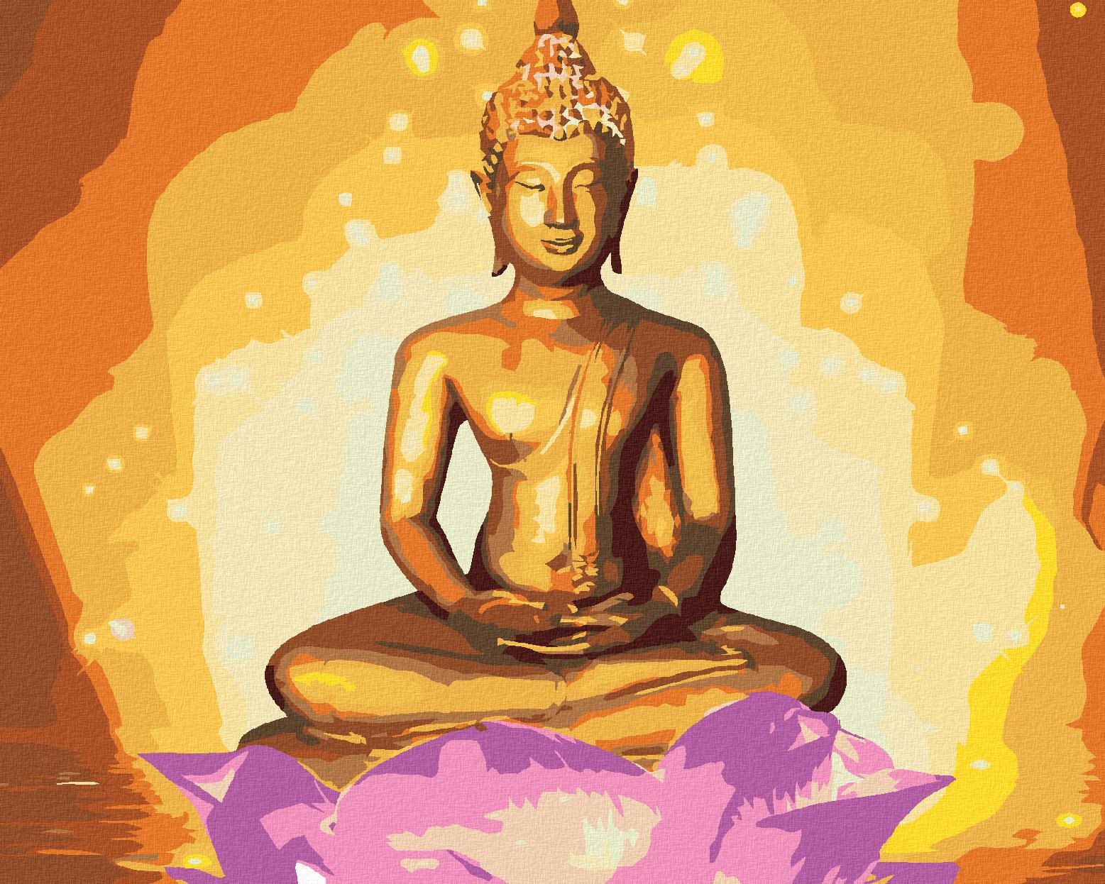 Diamondi – Diamantové maľovanie – BUDDHA V LOTOSE II, 40 × 50 cm, vypnuté plátno na rám