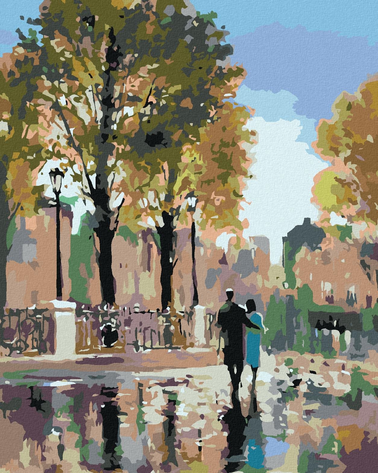 Diamondi – Diamantové maľovanie – NA PRECHÁDZKE V PARKU, 40 × 50 cm, bez rámu a bez vypnutia plátna