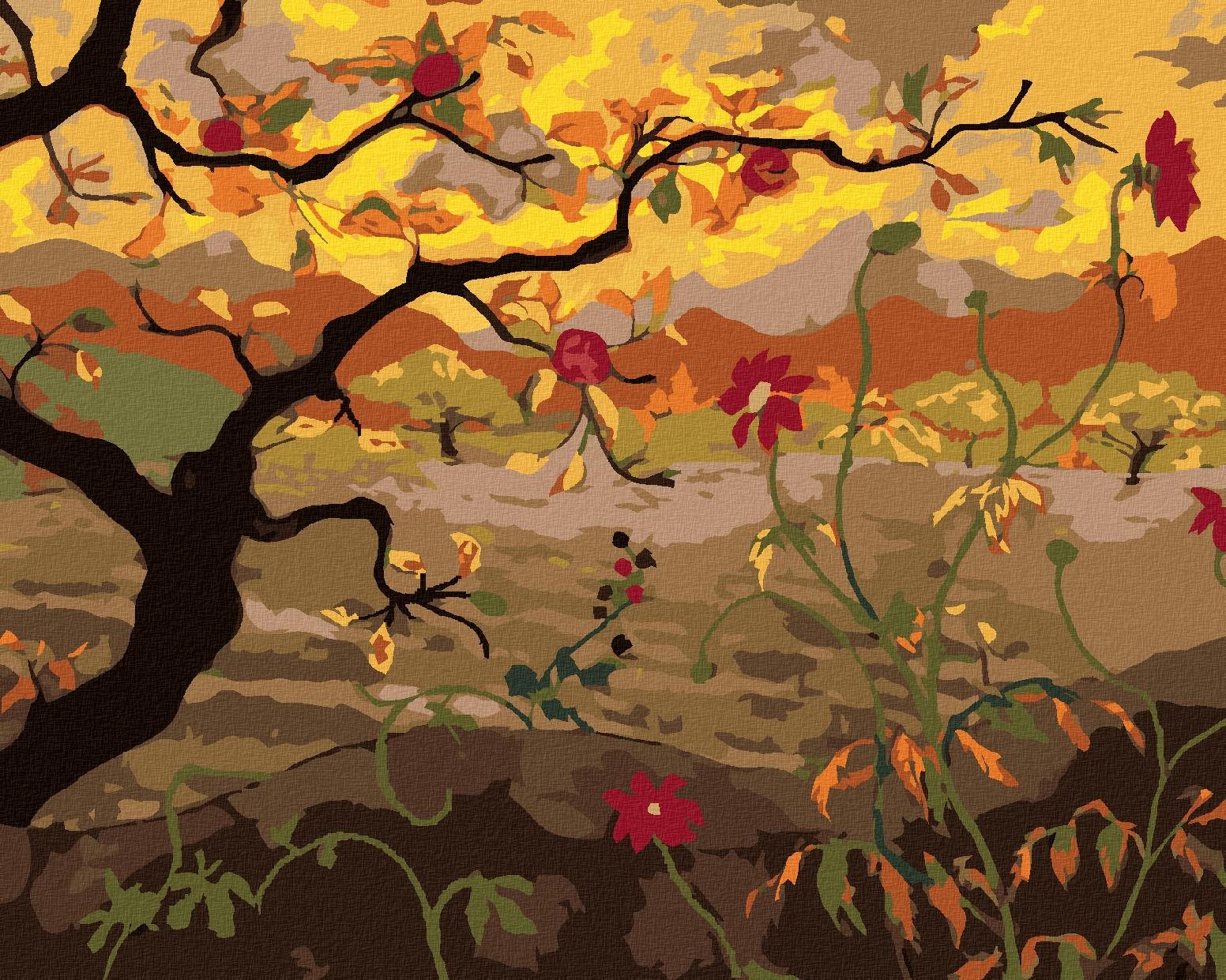Diamondi – Diamantové maľovanie – JABLOŇ S ČERVENÝMI PLODMI (PAUL RANSON), 40 × 50 cm, vypnuté plátno na rám