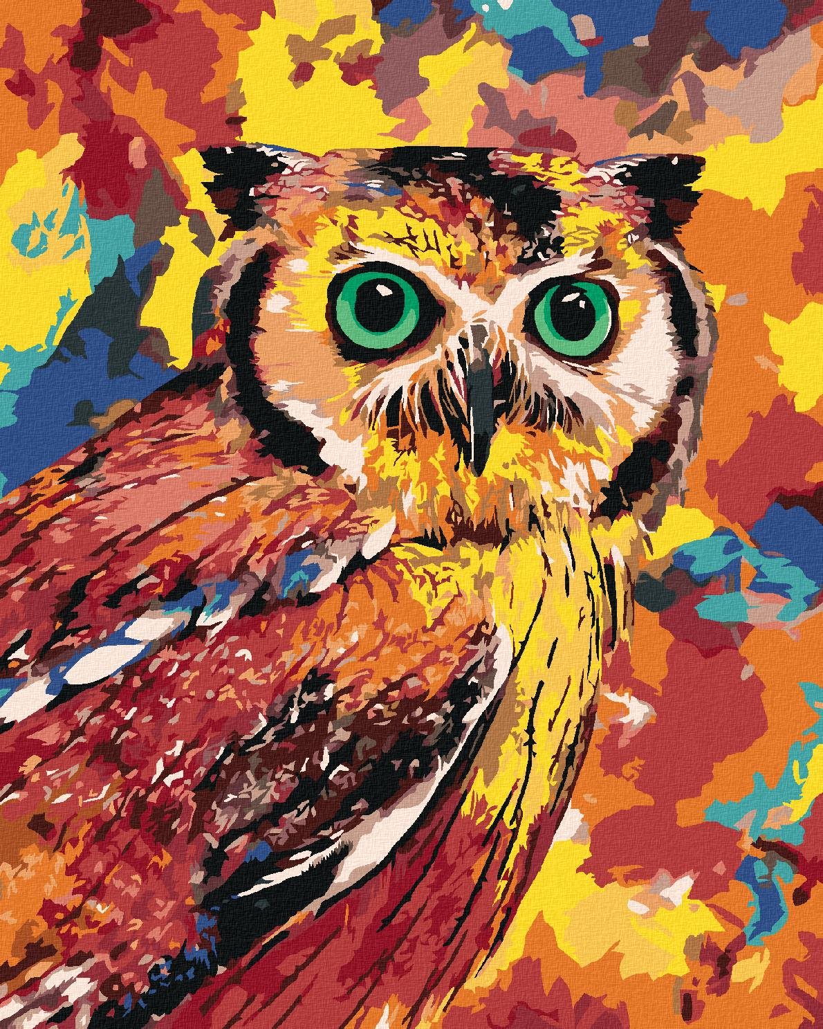 Diamondi – Diamantové maľovanie – FAREBNÁ SOVA, 40 × 50 cm, vypnuté plátno na rám