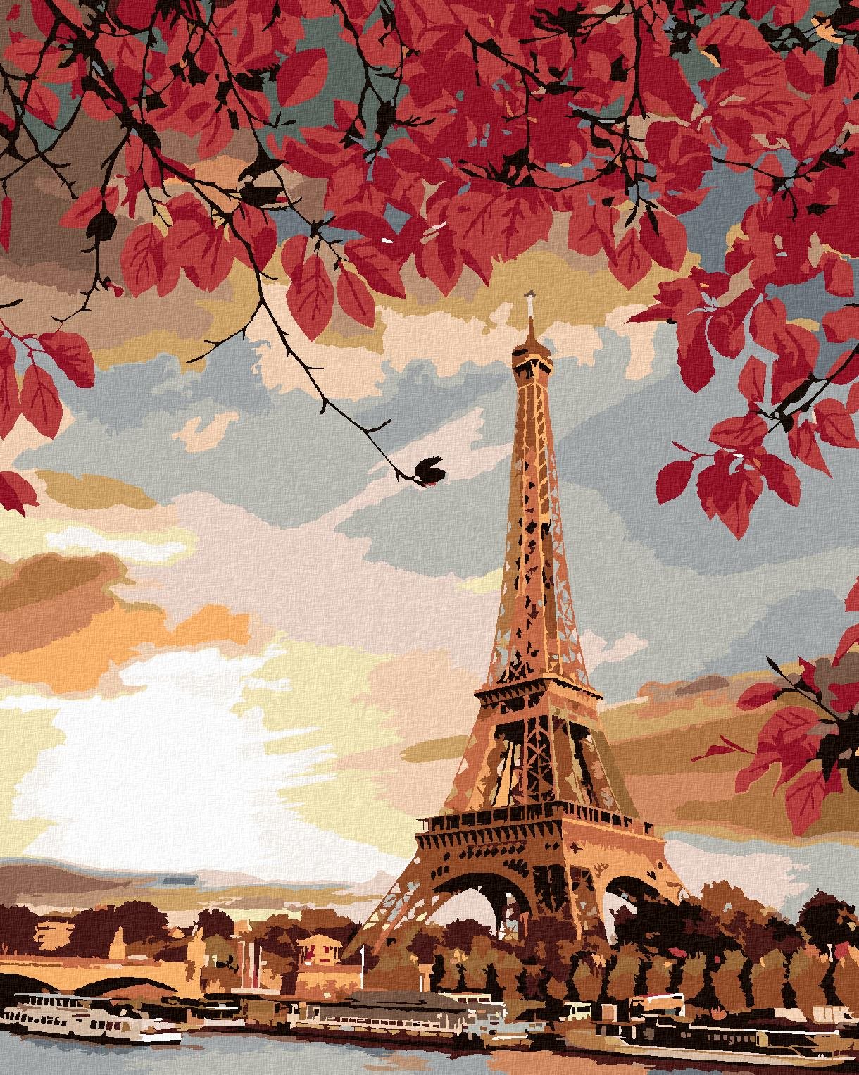 Diamondi – Diamantové maľovanie – PARÍŽ A JESEŇ, 40 × 50 cm, vypnuté plátno na rám