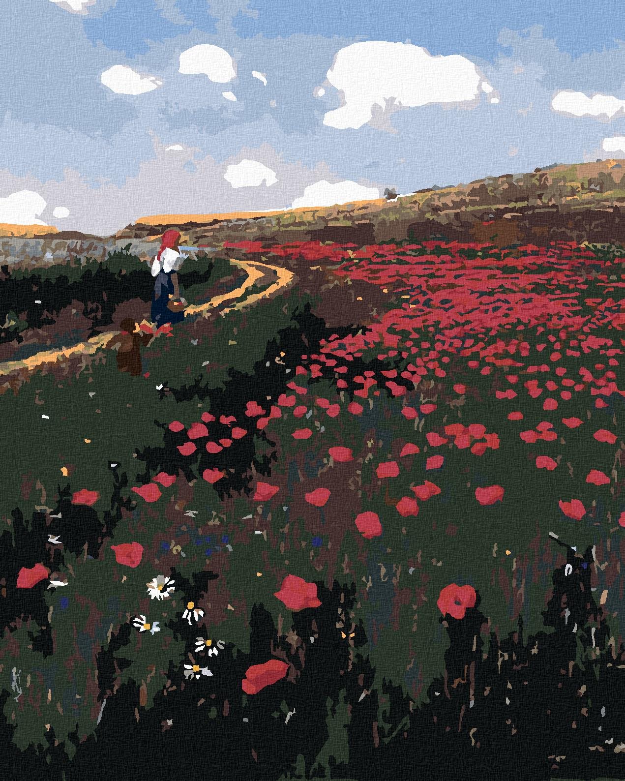 Diamondi – Diamantové maľovanie – VLČIE MAKY V POLI (PÁL SZINYEI MERSE), 40 × 50 cm, vypnuté plátno na rám