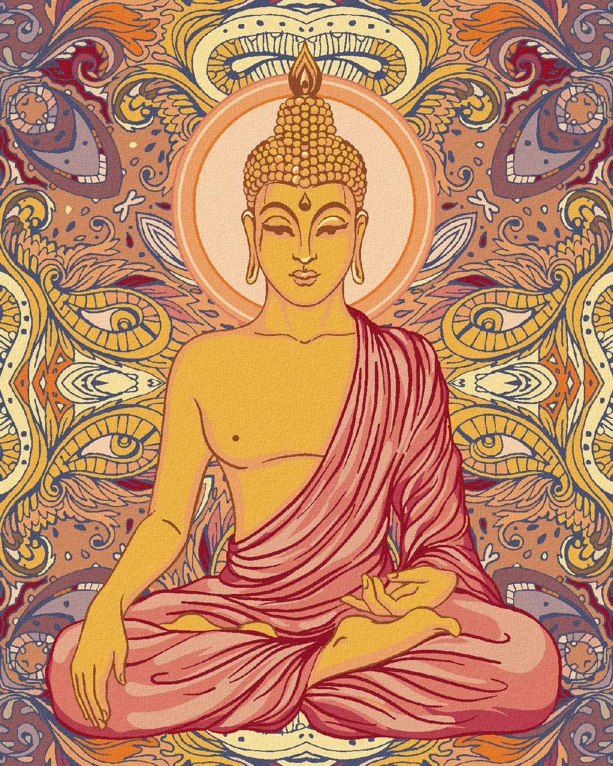 Diamondi – Diamantové maľovanie – BUDDHA A ORNAMENTY, 40 × 50 cm, vypnuté plátno na rám